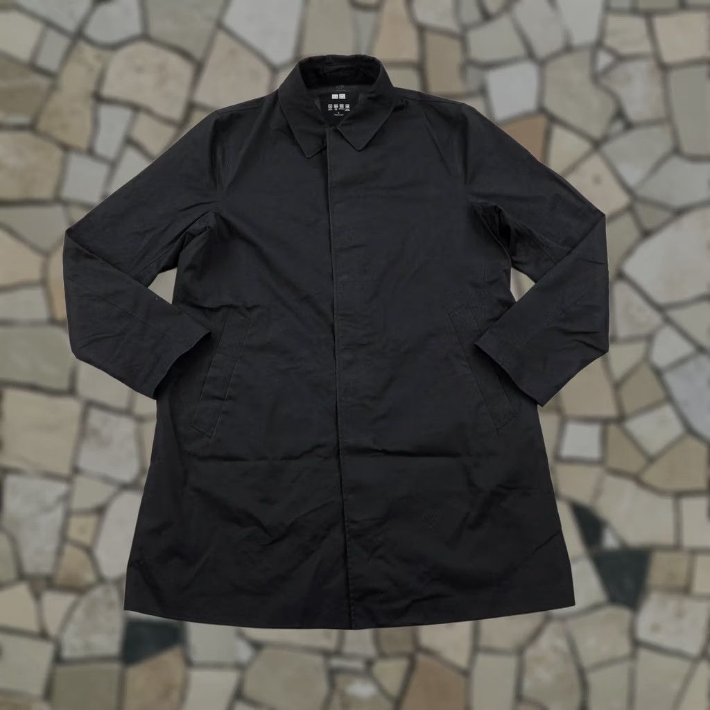 Uniqlo UNIQLO Coat Mens Large Black Water Resistant Trench Rain Coat Snap Up Breathable Size US L / EU 52-54 / 3 - 1 Thumbnail