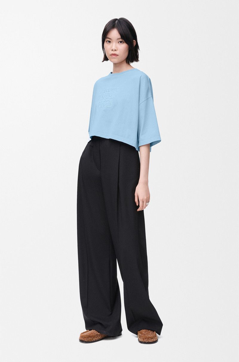 Loewe o1in1g0426 Cropped T-Shirt in Light Blue Size L / US 10 / IT 46 - 2 Thumbnail