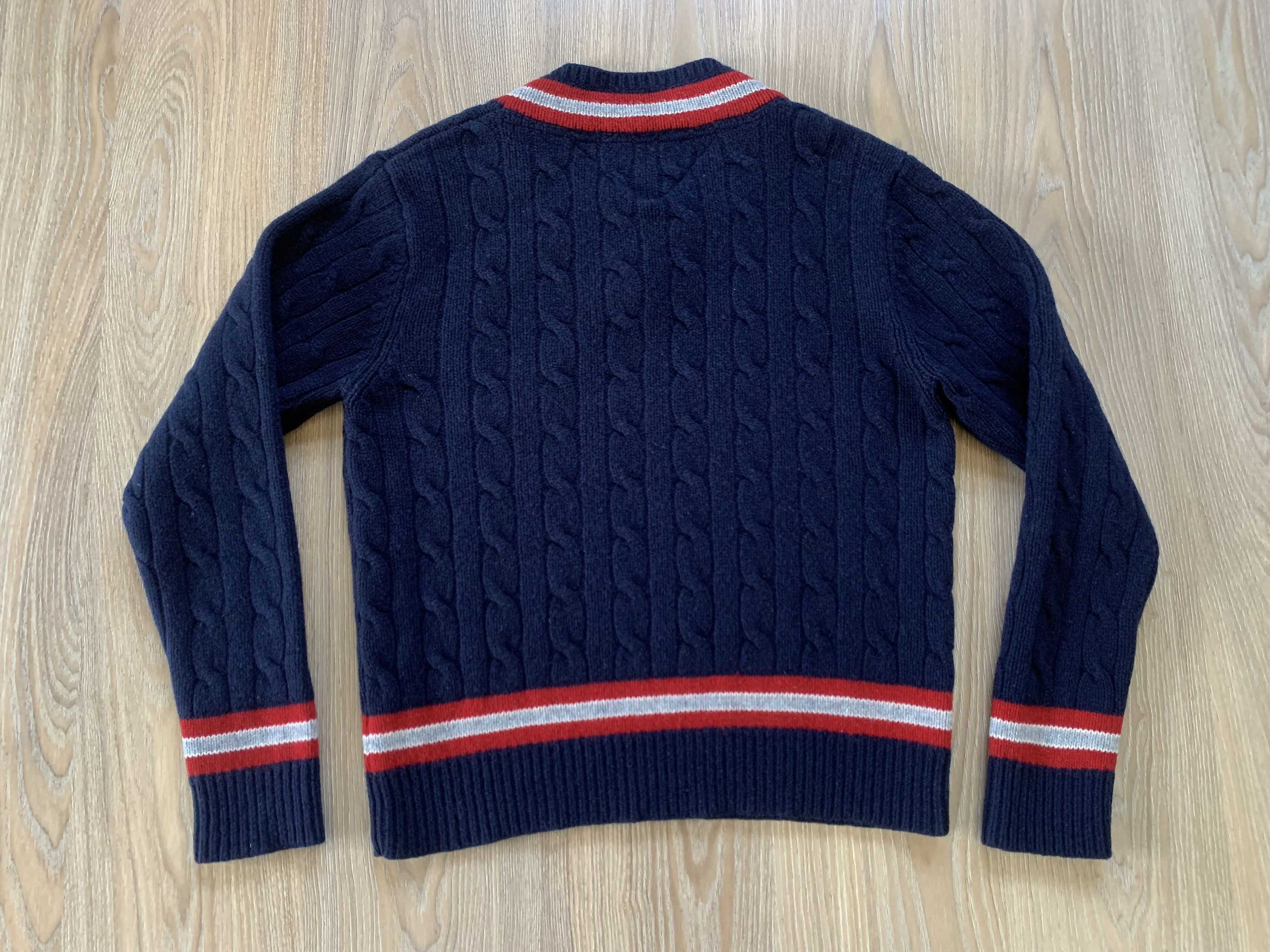 Tommy Hilfiger Mens Tommy Hilfiger Cable Knit V Neck Lambswool Jumper Size US XL / EU 56 / 4 - 4 Thumbnail