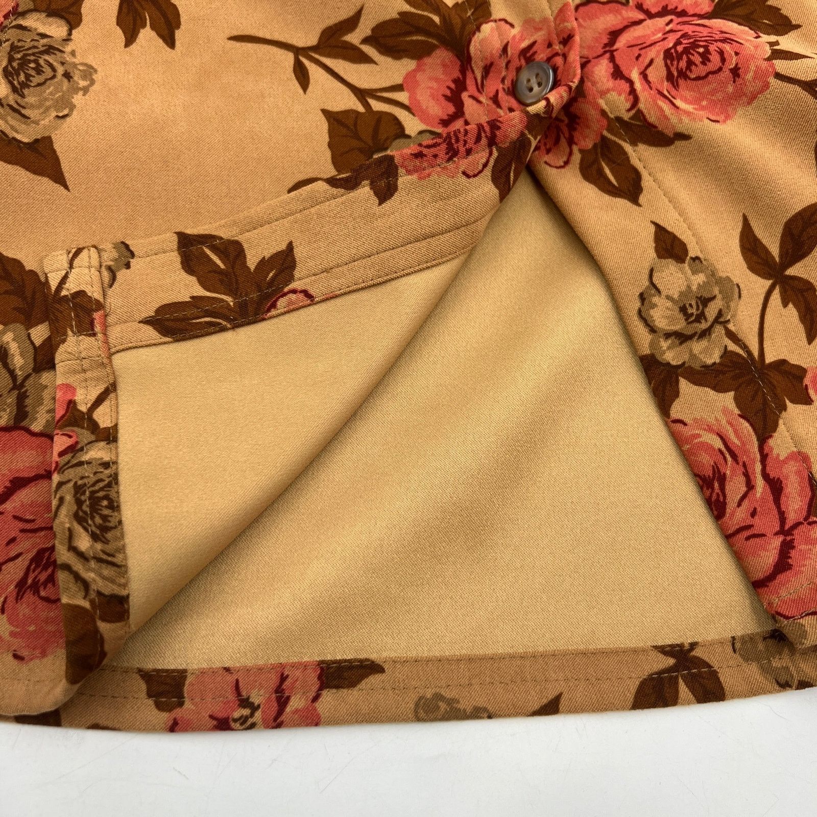 Other Rose Printed Button Up Shirt Long Sleeves Brown White Stage Size XXL / US 16-18 / IT 52-54 - 6 Thumbnail