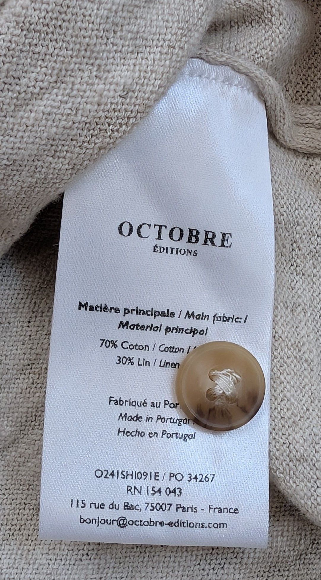 Other Octobre Editions Jonas Shirt Cotton Linen Made in Portugal Size US S / EU 44-46 / 1 - 4 Thumbnail
