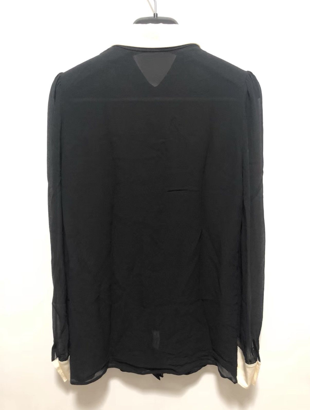 Saint Laurent Paris Saint Laurent 15SS Black/White Peak Lapel Sheer Silk Shirt Size US XS / EU 42 / 0 - 2 Thumbnail