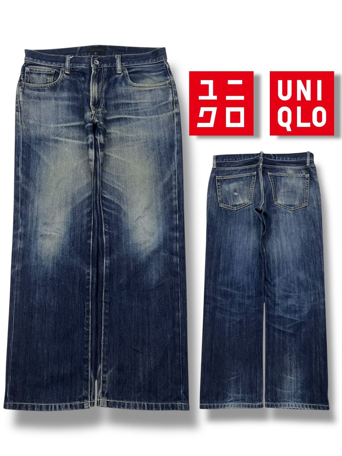 Uniqlo Vintage Uniqlo Japan - Faded Wash, Distressed Denim Size US 33 - 1 Thumbnail