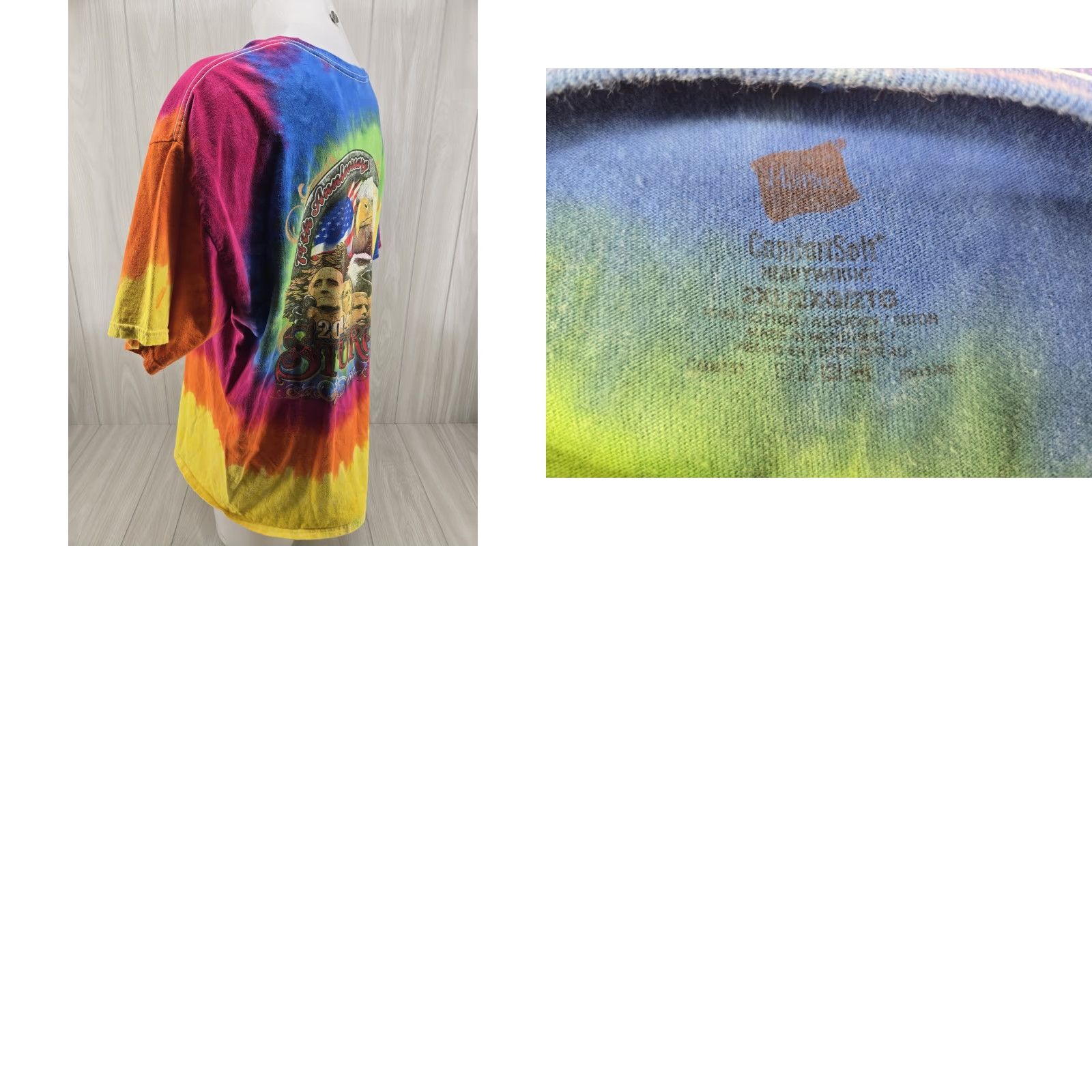 Hanes Sturgis 2014 Tie Dye 2XL T-Shirt Motorcycle Rally Double Sided Mens Size US XXL / EU 58 / 5 - 9 Thumbnail