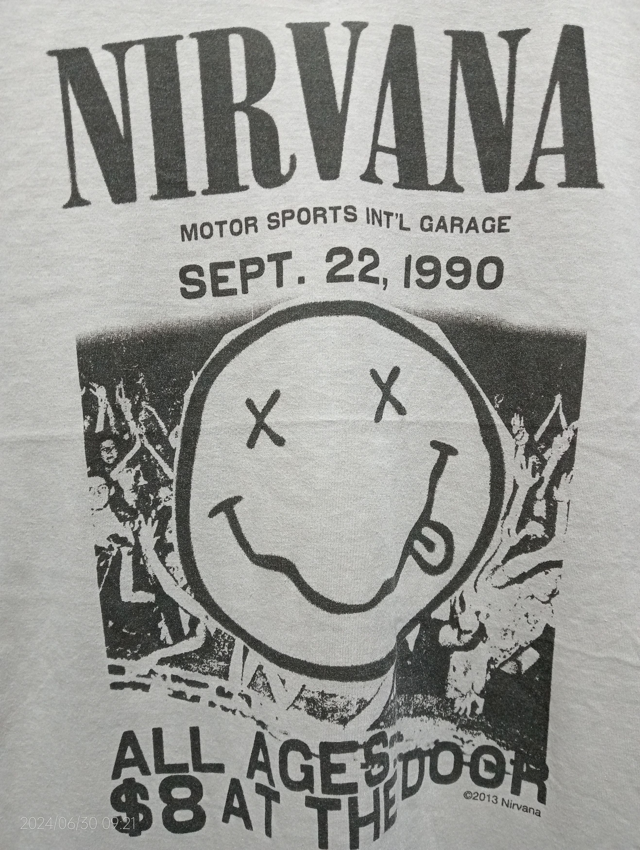 Nirvana Nirvana Motor Sports Int'l Garage Sept 22 1990 Tee Size US L / EU 52-54 / 3 - 9 Thumbnail