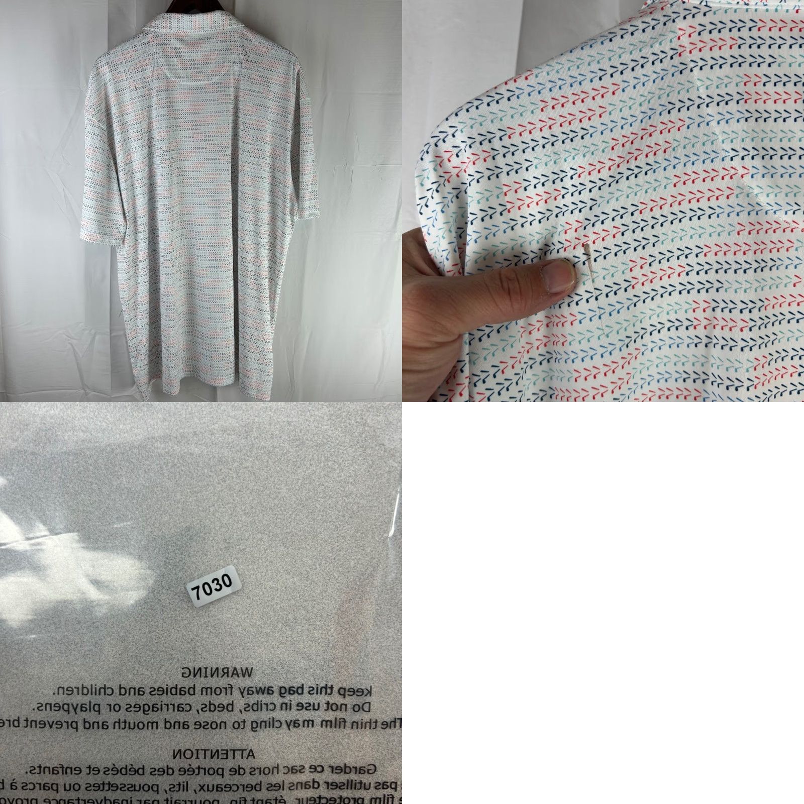 Vintage SWANNIES Men 3XL White Blue Red Geometric Print Polo Shirt Short Sleeve Golf Shirt Polo Size US XXL / EU 58 / 5 - 8 Thumbnail