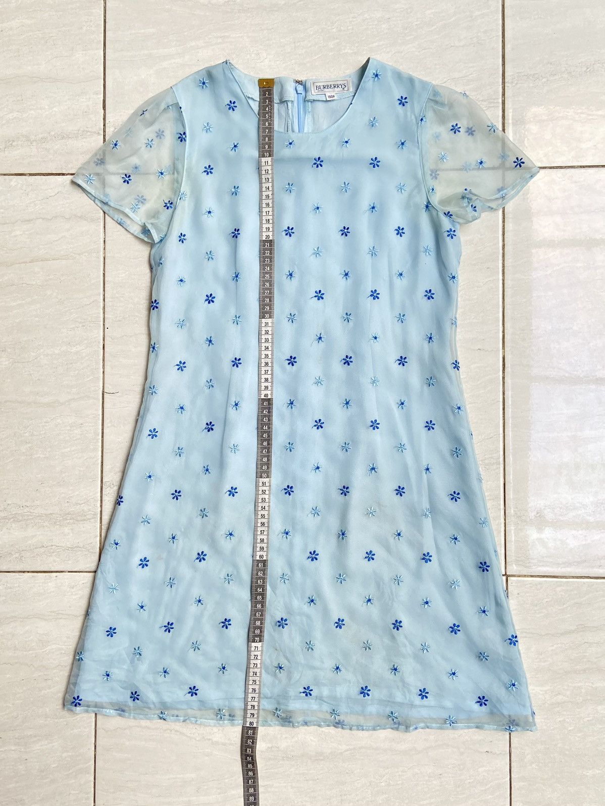 Burberry BURBERRY Blue Midi Dress Size XS / US 0-2 / IT 36-38 - 7 Thumbnail