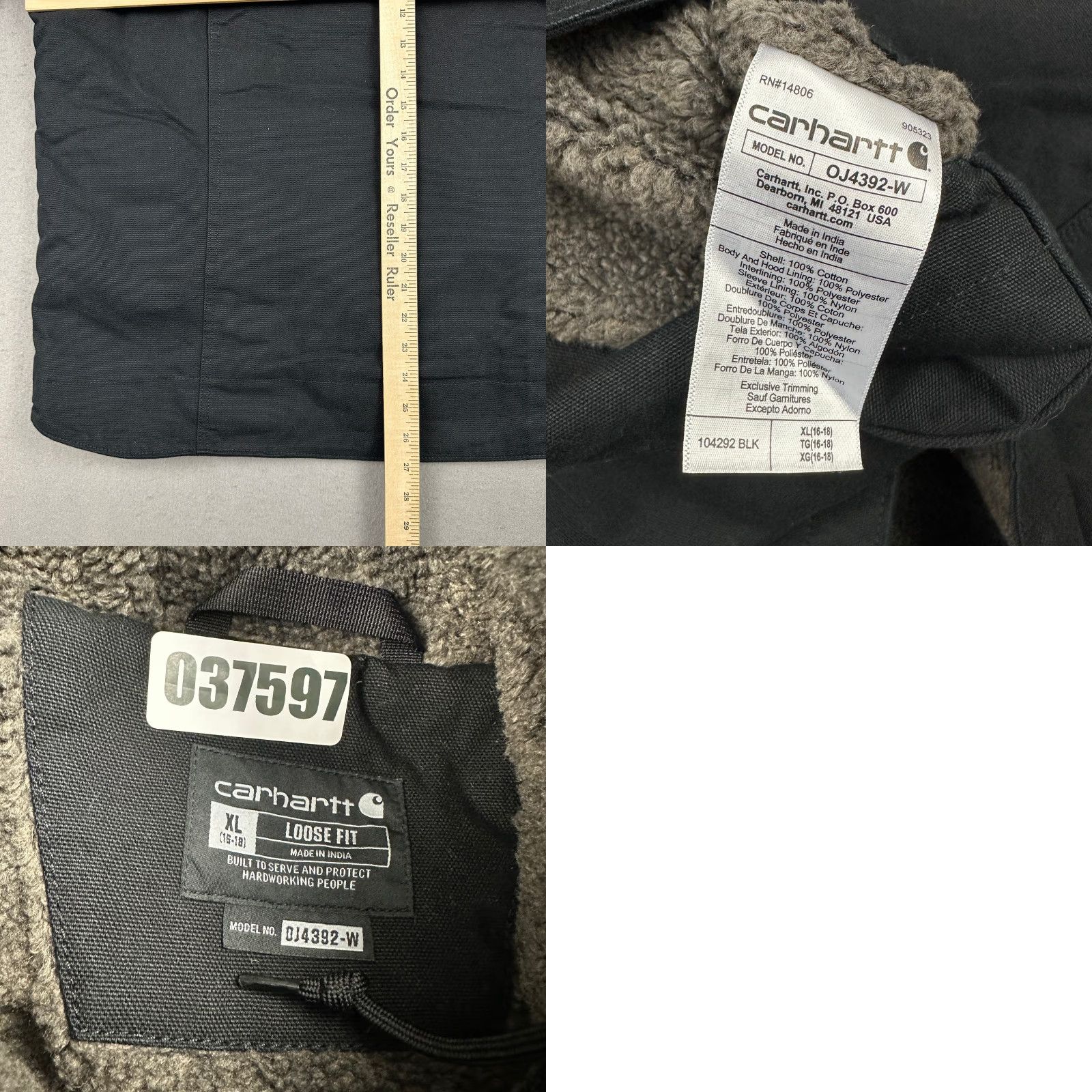 Carhartt VINTAGE Carhartt Jacket Womens XL Black Washed Duck Sherpa Lined Hooded Loose Fit Condura Size XL / US 12-14 / IT 48-50 - 8 Thumbnail