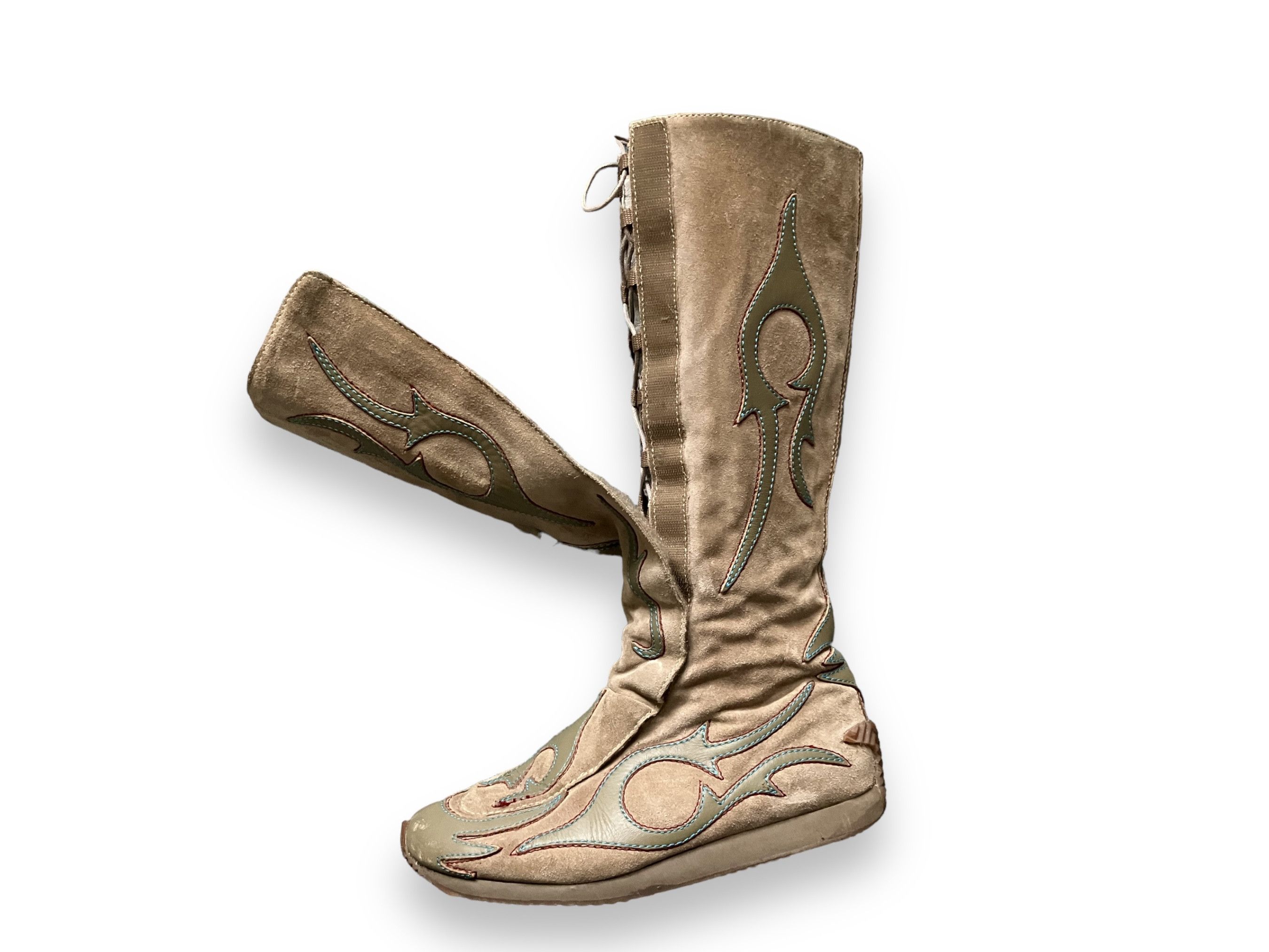 image of Avant Garde x Vintage Archive Jette Joop 90's Tribal High Boxing Boots in Beige/Brown, Women's (Siz