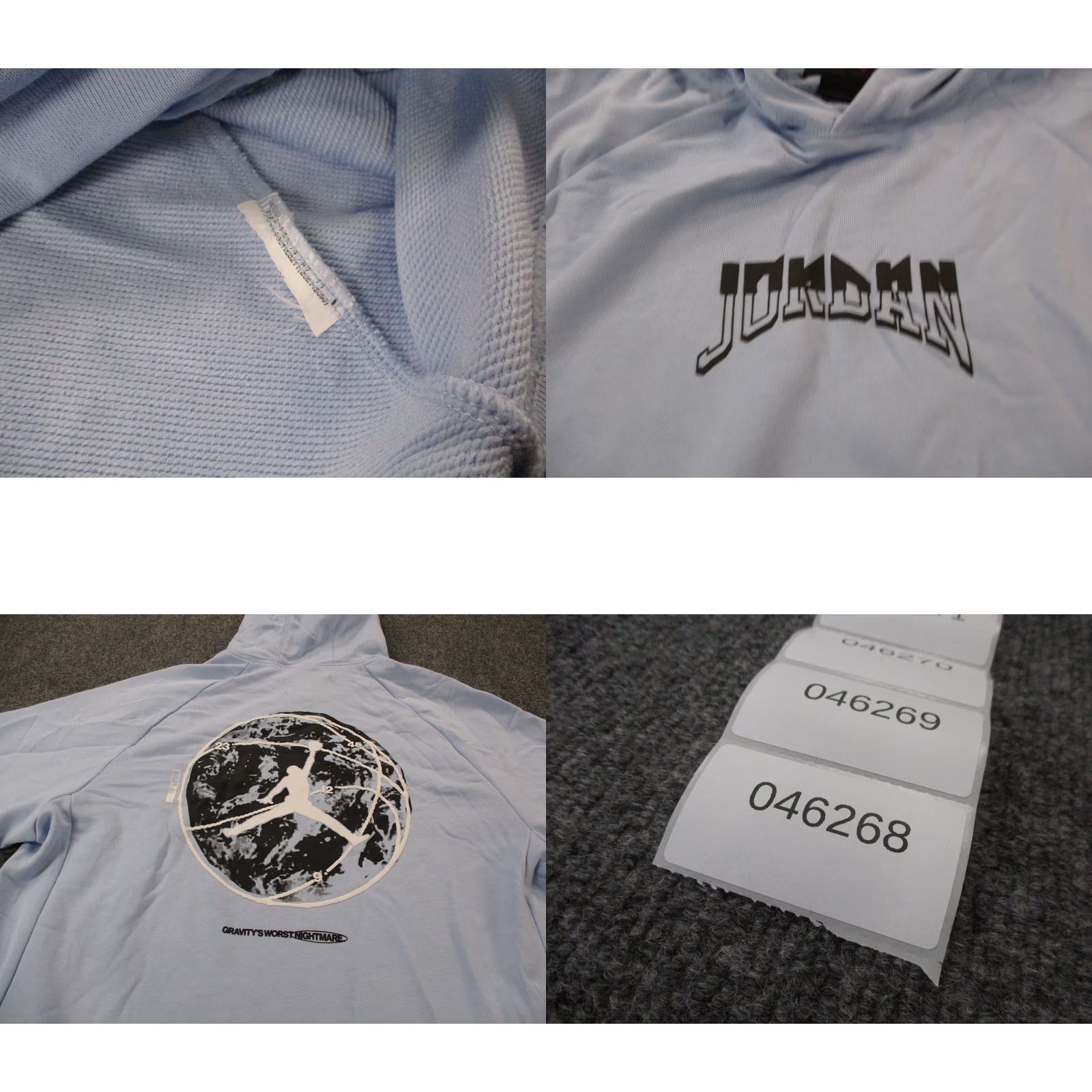 Jordan Brand JORDAN Hoodie Mens L Jumpman Logo Gravitys Worst Nightmare Basketball Sweatshirt Blue Pullover Hooded Pockets Thermal Knit Sports Pattern Solid Size US L / EU 52-54 / 3 - 8 Thumbnail