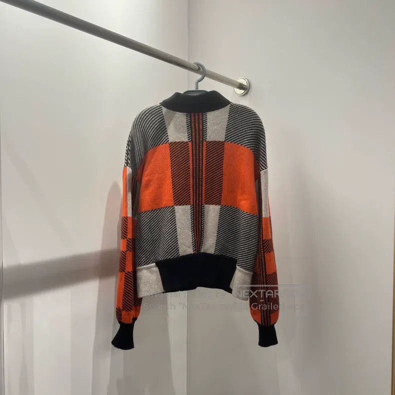 Hermes Hermes Gingham check long-sleeve knit sweater Size XS / US 0-2 / IT 36-38 - 5 Thumbnail