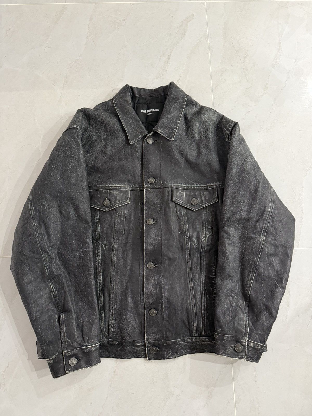Balenciaga Balenciaga Painted Padded Leather Jacket Loeil Sz.M Size US M / EU 48-50 / 2 - 1 Thumbnail