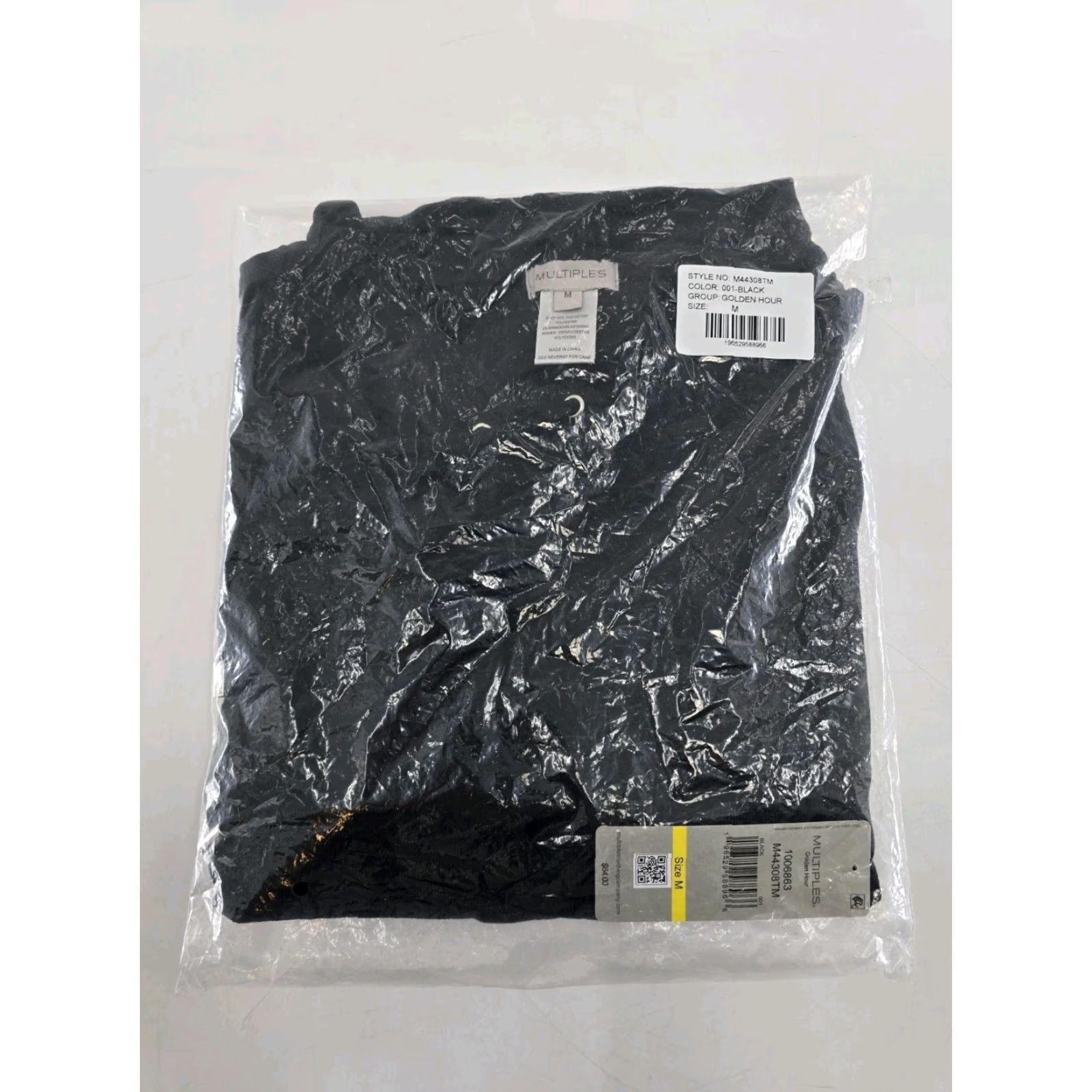 Vintage NWT Multiples Women's Long Sleeve Drawstring Mock Neck Layered Top - Black M Size Shirt Womens Size M / US 6-8 / IT 42-44 - 2 Thumbnail