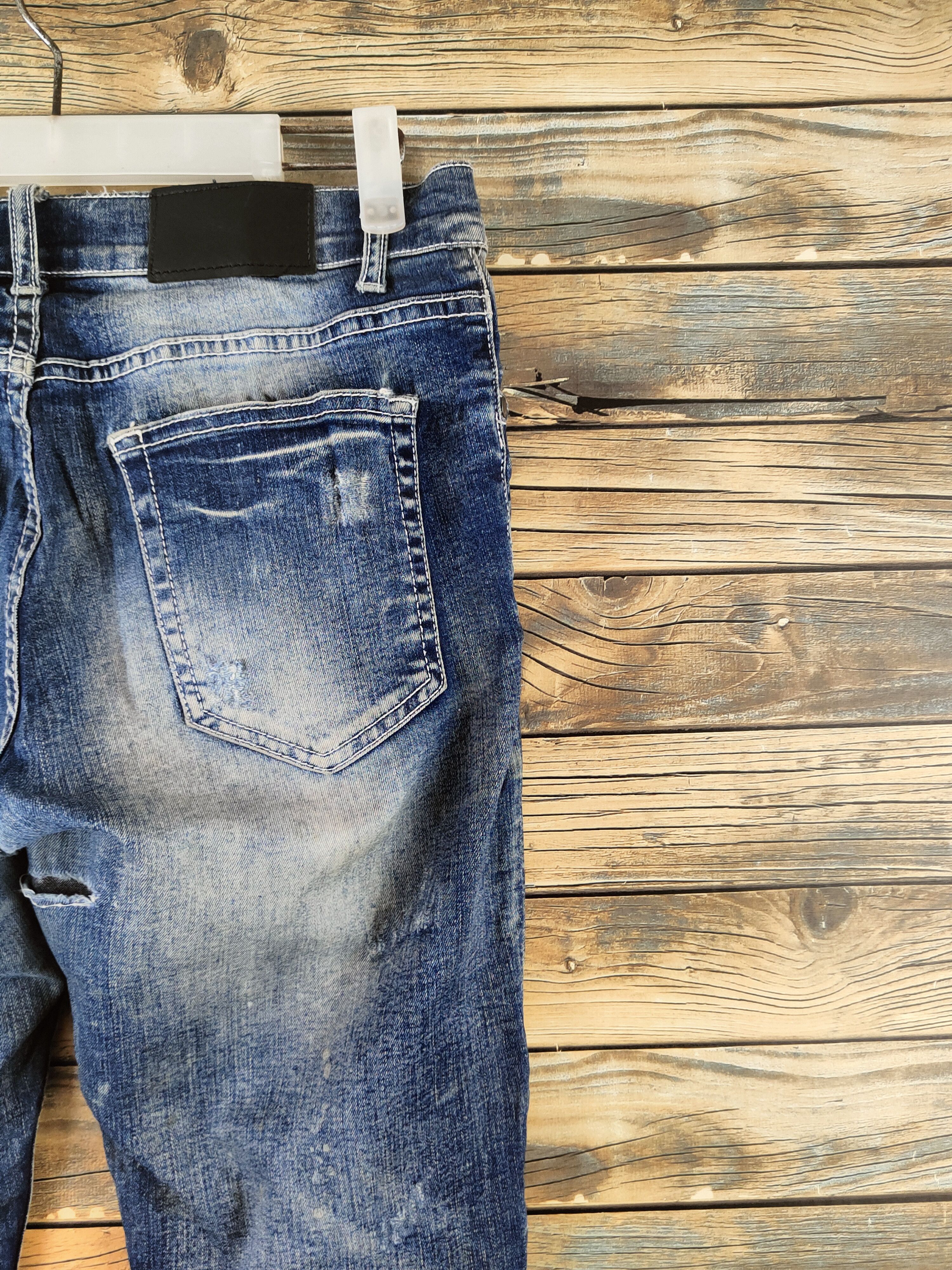Japanese Brand U-men Dark Blue Distressed Ripped Jeans #S2910 Size US 29 - 11 Thumbnail
