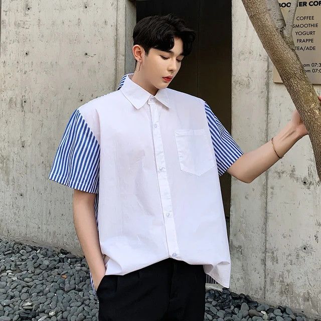 Japanese Brand × Vintage Back Stripe Short Sleeve Button Up Size US XL / EU 56 / 4 - 1 Thumbnail