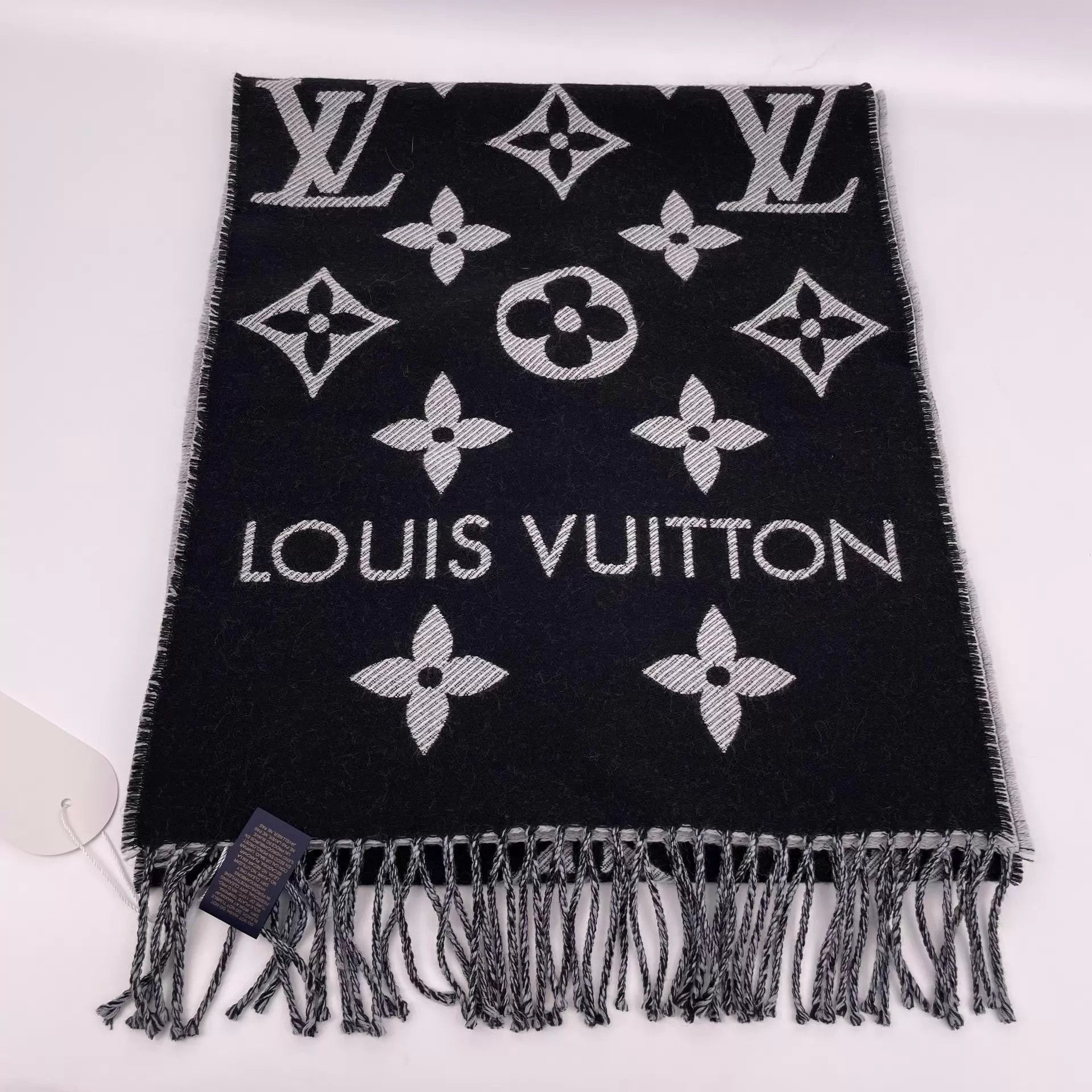 Louis Vuitton LV wool color blocked black & gray scarf 34*170 Size ONE SIZE - 2 Thumbnail