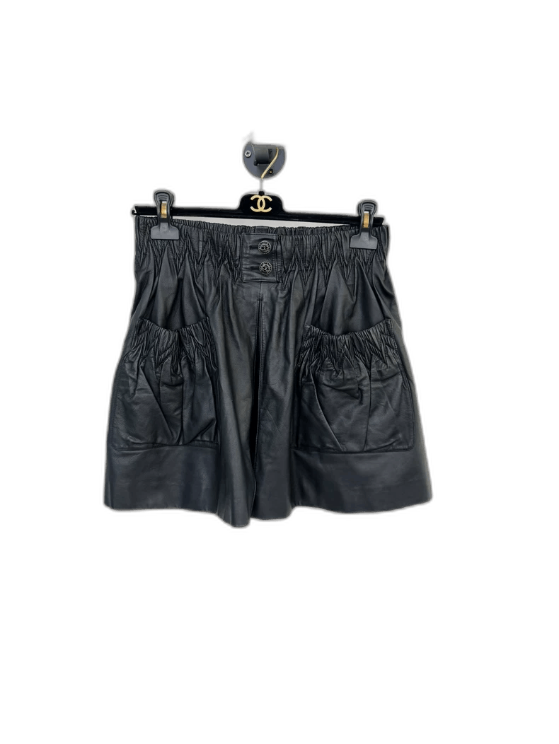 Chanel Chanel Black Leather Skirt Size 36 Size 36" / US 14 / IT 50 - 1 Thumbnail