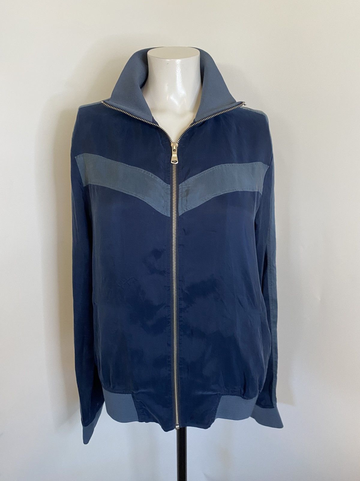 Vintage Trouve 70s Med Two Tone Blue Luxe Zip Up Track Jogger Jacket Size M / US 6-8 / IT 42-44 - 7 Thumbnail
