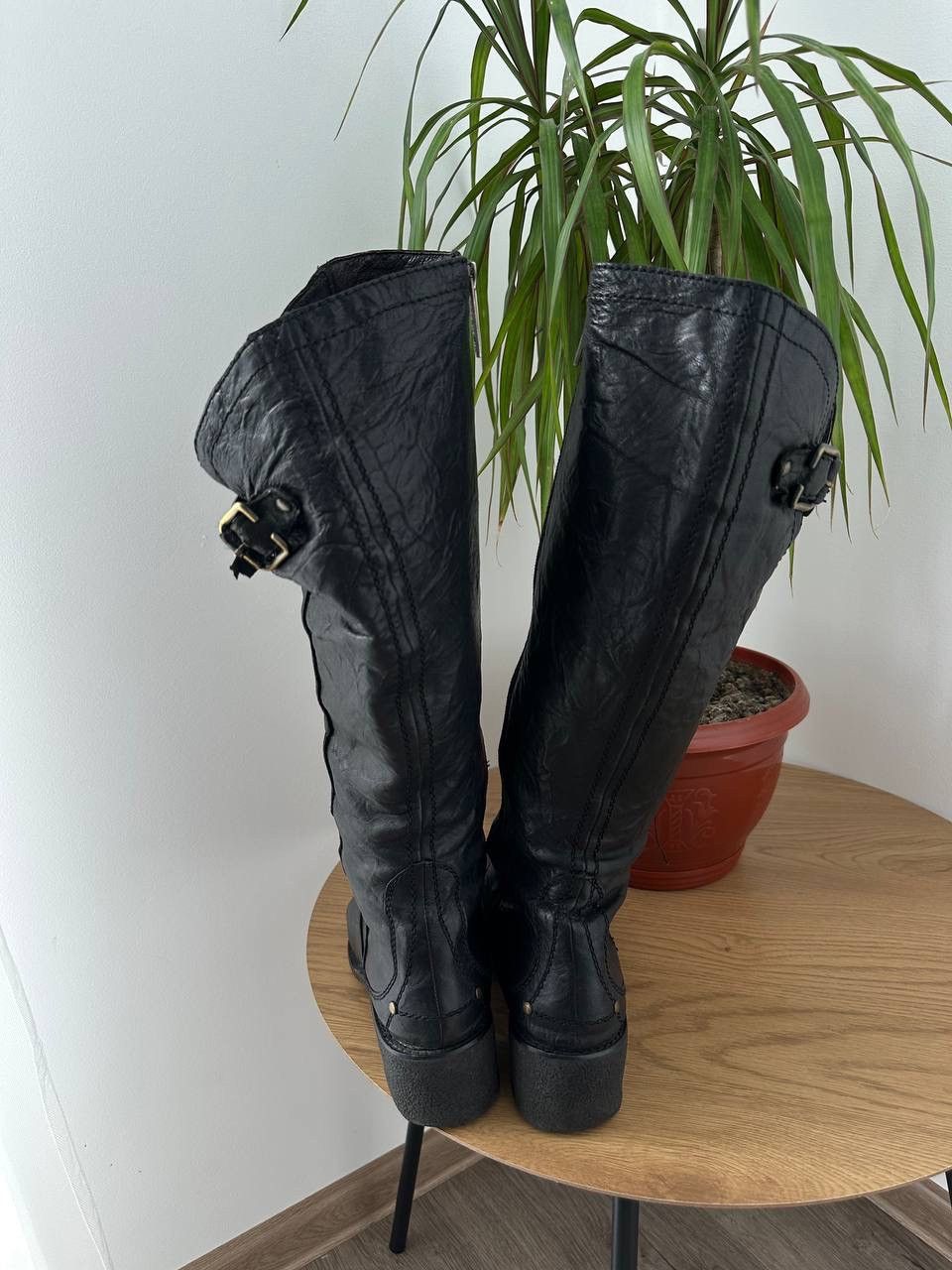 Genuine Leather × Japanese Brand CAFENOIR Women’s Black Leather Knee-High Italian Boots Size US 8.5 / IT 38.5 - 12 Thumbnail