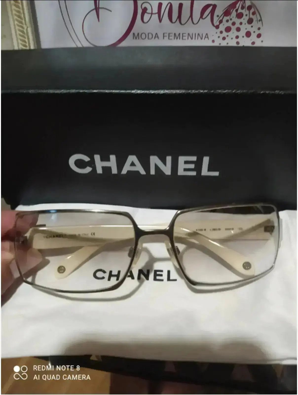 CHANEL Sunglasses Rimless Rhinestone Rectangle Y2K Vintage