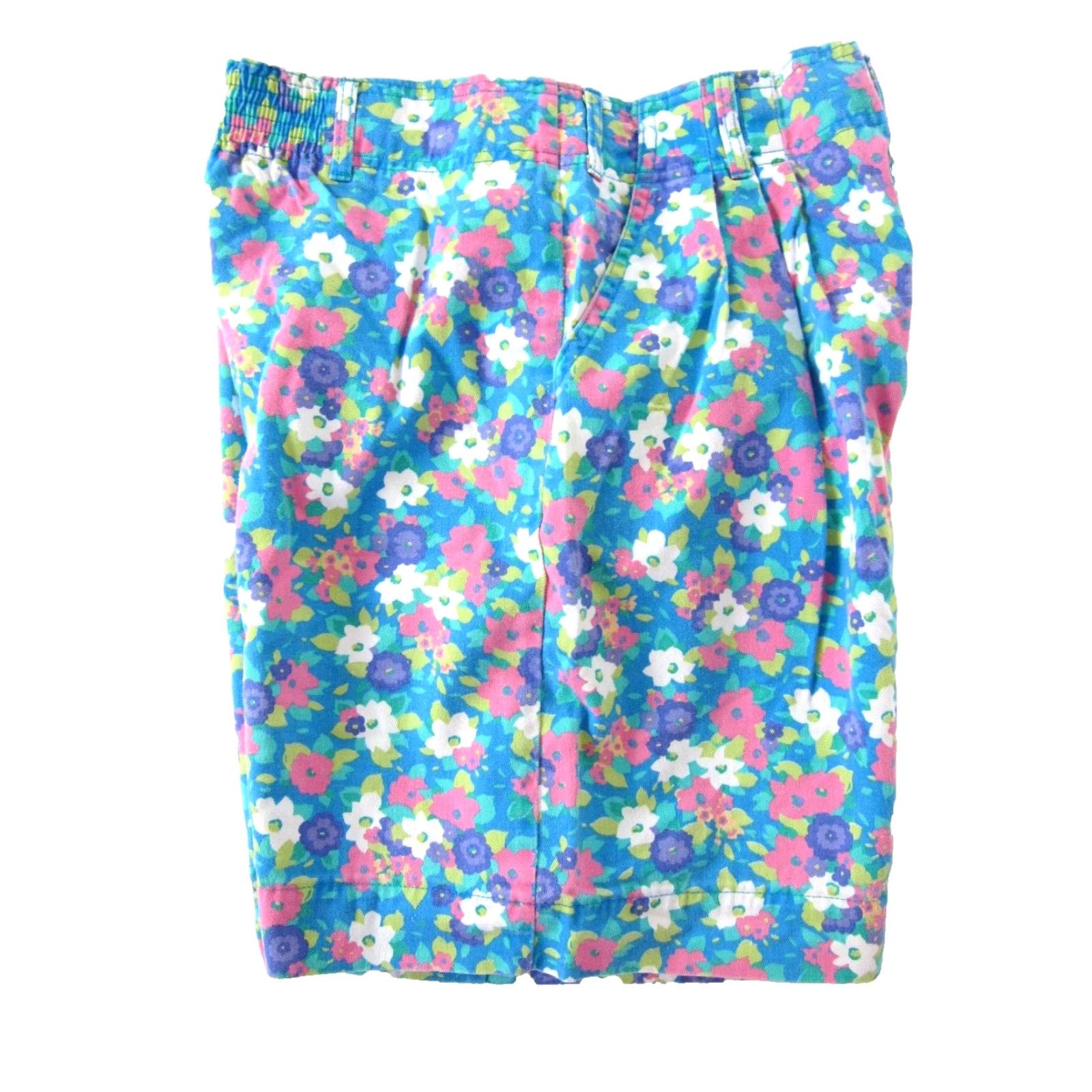 Vintage VINTAGE Hunt Club Bermuda Shorts Women L/12 Floral Rise High Pocket 14" Inseam 30" Waist 42" Hip Blue Pink Green Cotton 80s 90s Floral Womens Size 34" / US 12 / IT 48 - 5 Thumbnail