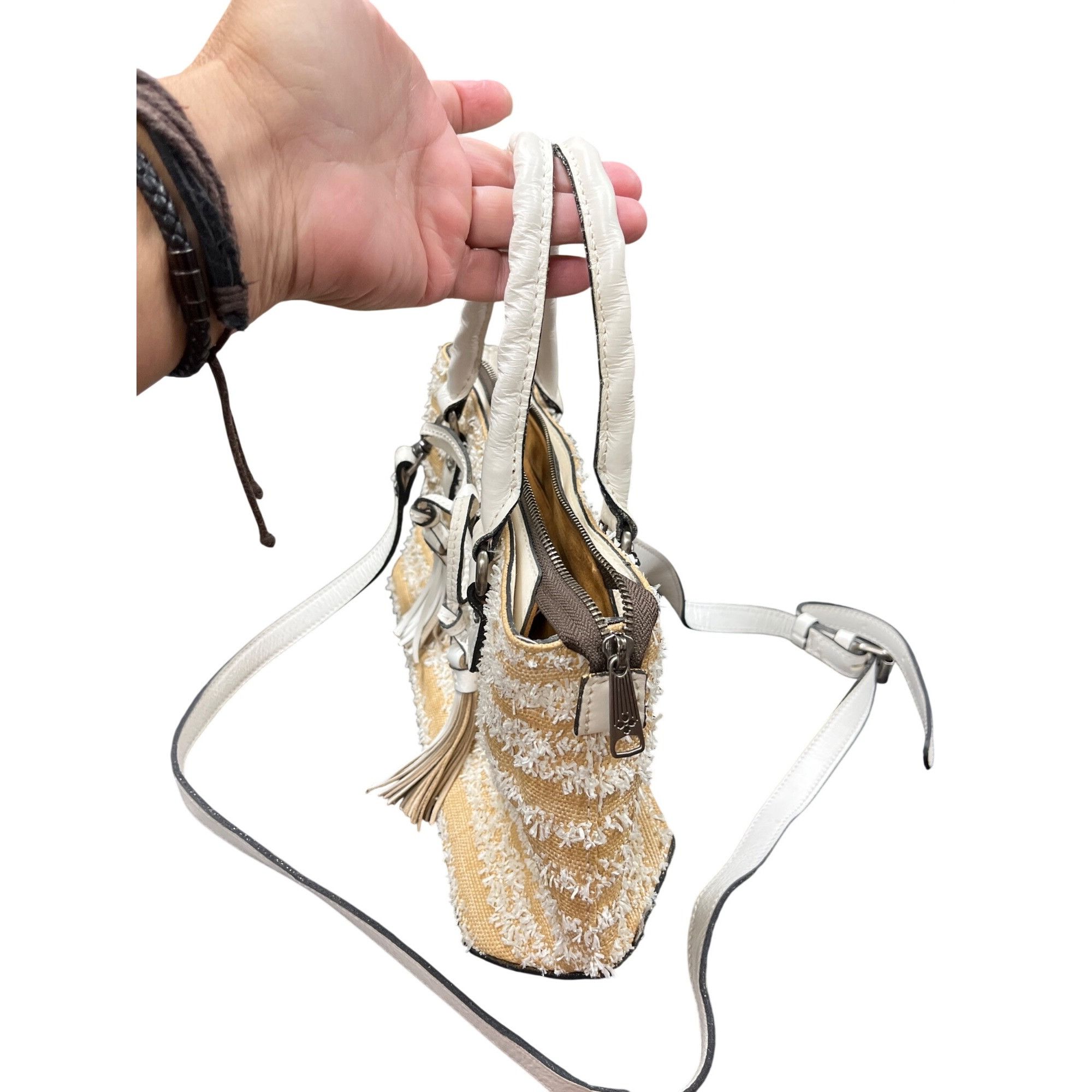 Patricia Nash Patricia Nash Angela wms leather tan white tasseled hand sho Size ONE SIZE - 3 Thumbnail