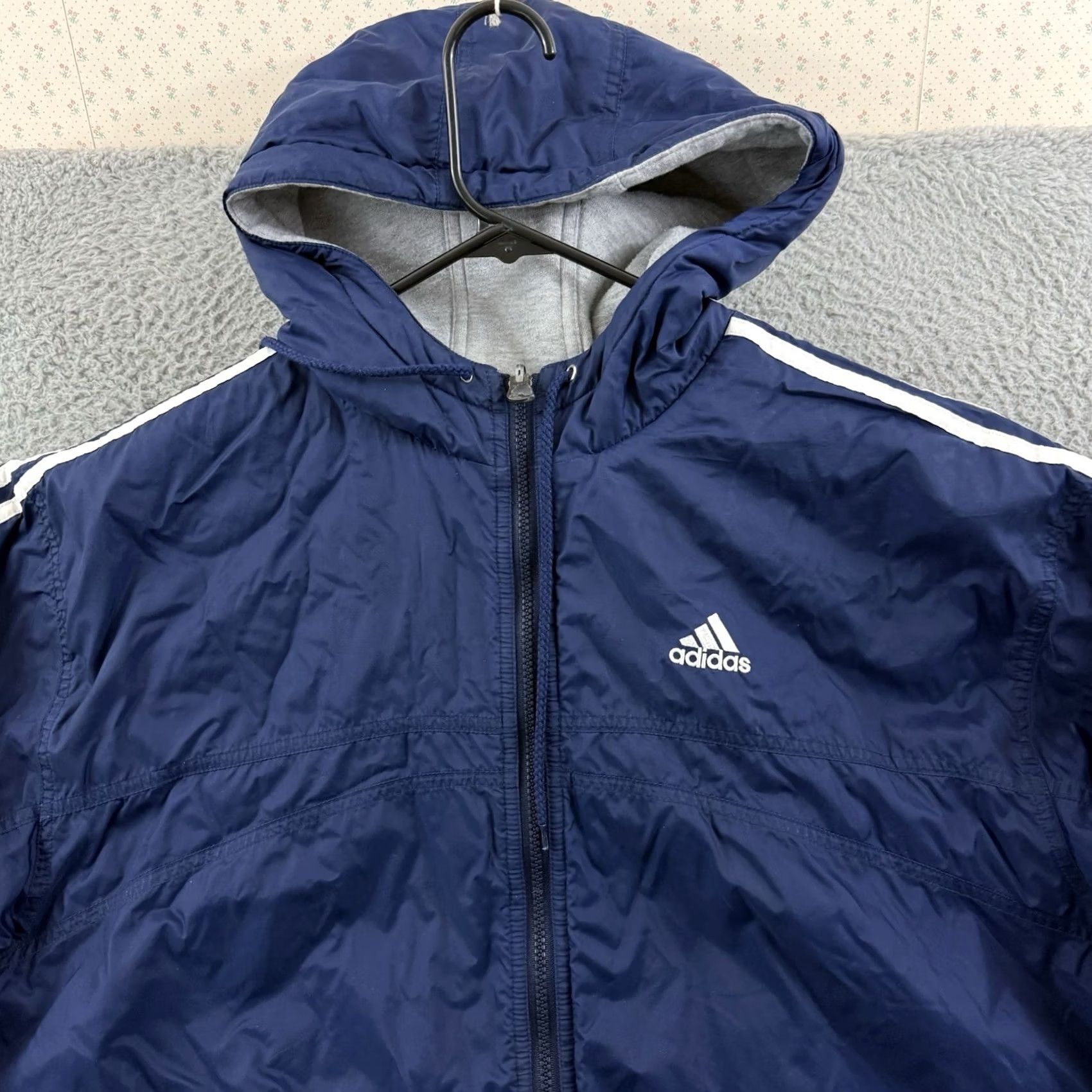 Adidas VINTAGE Adidas Jacket Men XL Blue Reversible Full Zip 90s Sport Hooded Puffer Size US XL / EU 56 / 4 - 3 Thumbnail