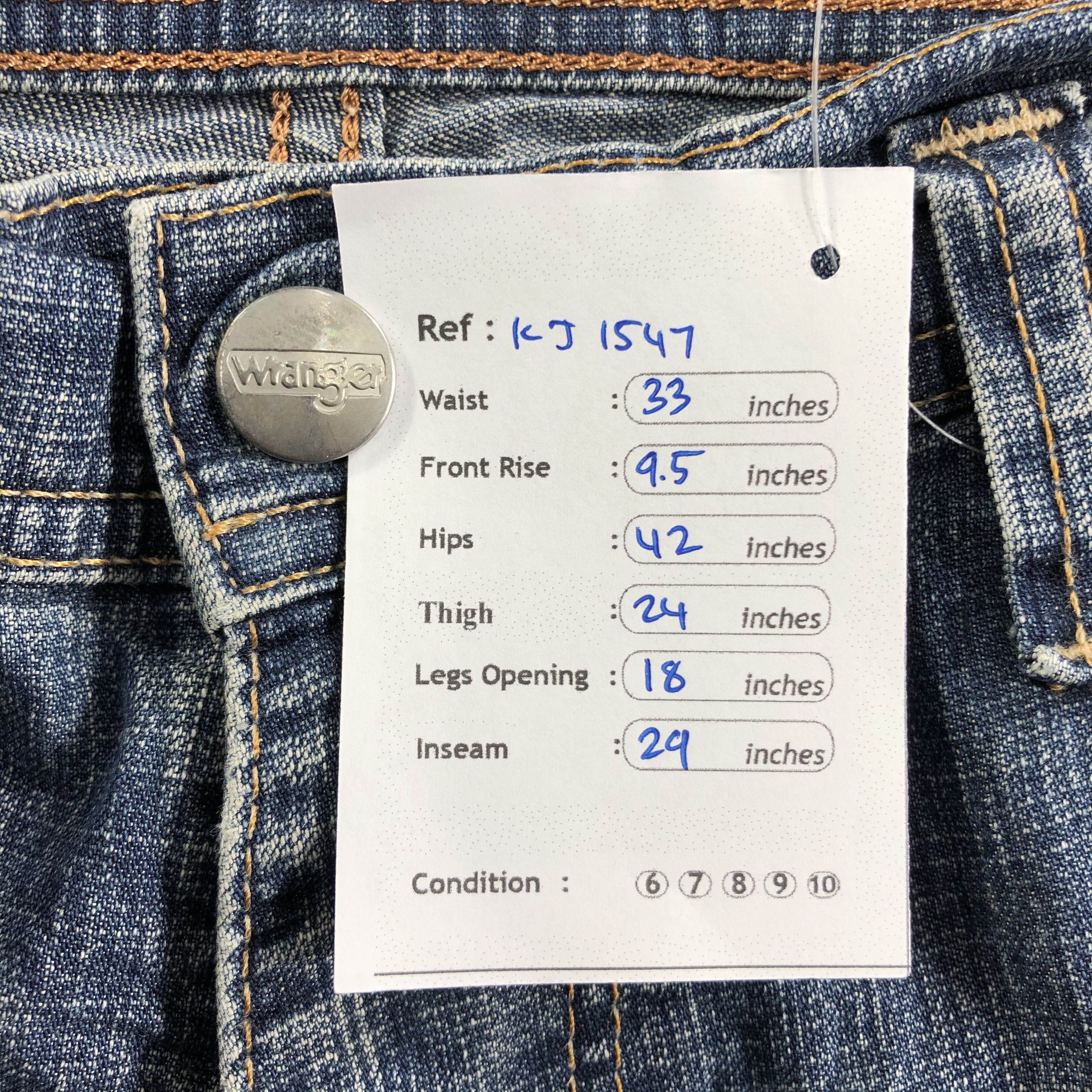 Wrangler Wrangler Jeans Faded Blue Denim KJ1547 Size US 33 - 11 Thumbnail