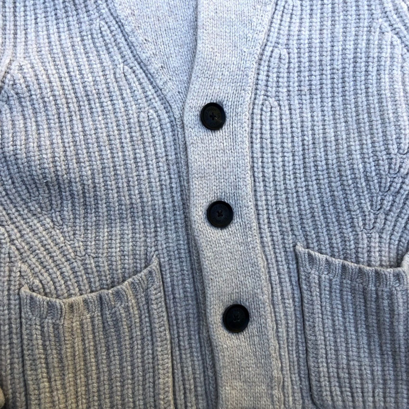 Buck Mason Buck Mason Wool Cashmere Blend Cardigan Sweater Mens L Grey Knit Shrunk Ribbed Chest 19" Length 26" Size US L / EU 52-54 / 3 - 3 Thumbnail
