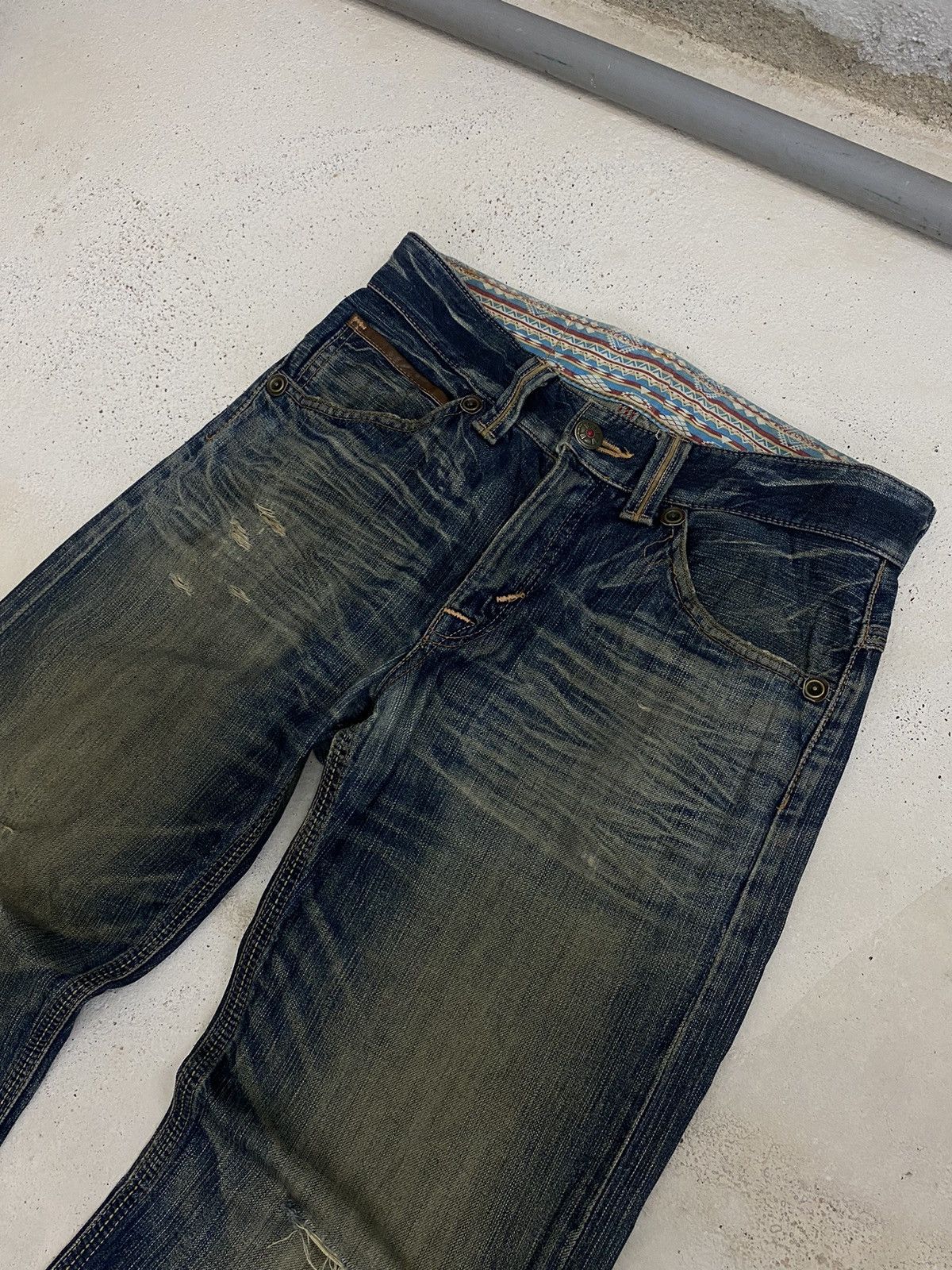 If Six Was Nine × Japanese Brand × Le Grande Bleu (L.G.B.) Edwin XV Japan Distressed Mud Washed Dirty Loose Fit Size US 32 / EU 48 - 5 Thumbnail