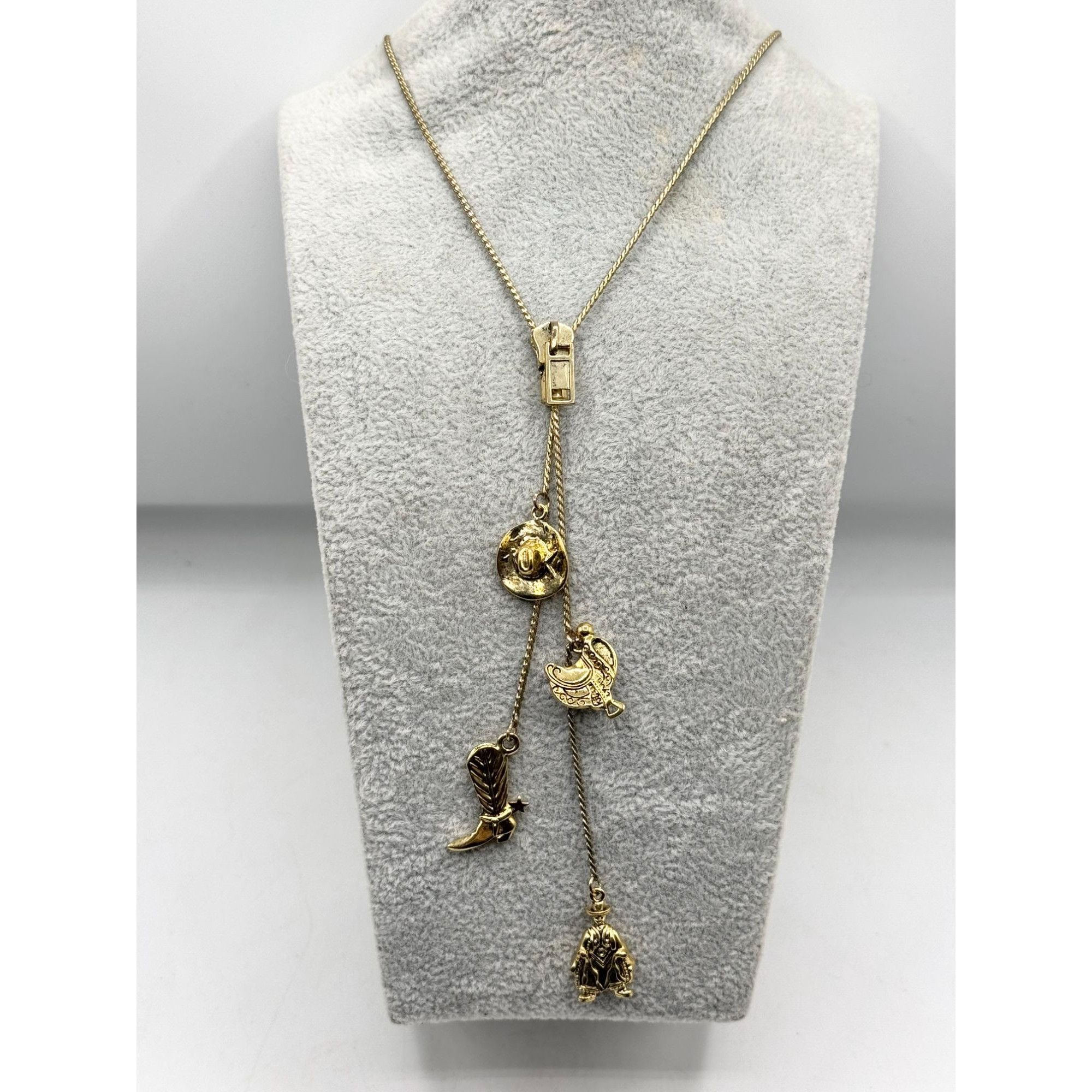 Other Gold Zipper Western Cowboy Tassel Charm Necklace Size ONE SIZE - 5 Thumbnail