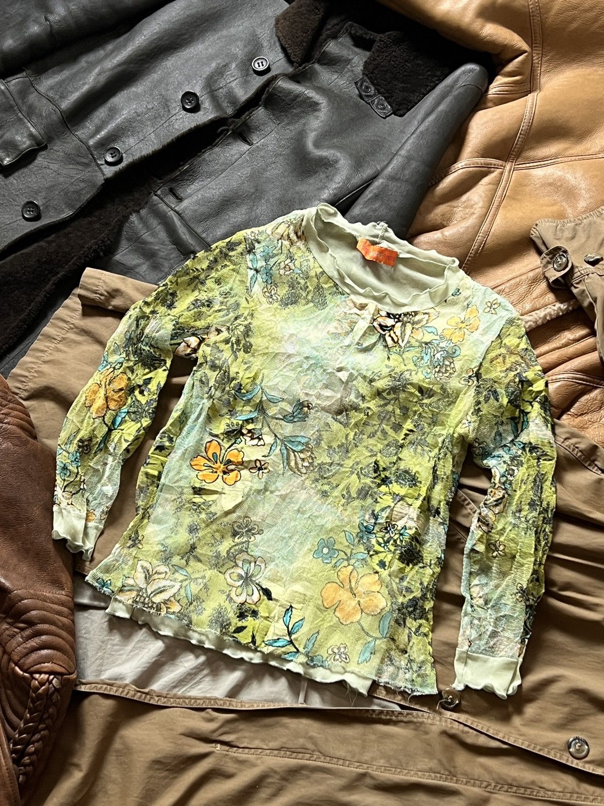 Jean Paul Gaultier Quinze Heures Trente Vintage Flowered Mesh Ganga Top Blouse Size S / US 4 / IT 40 - 3 Thumbnail