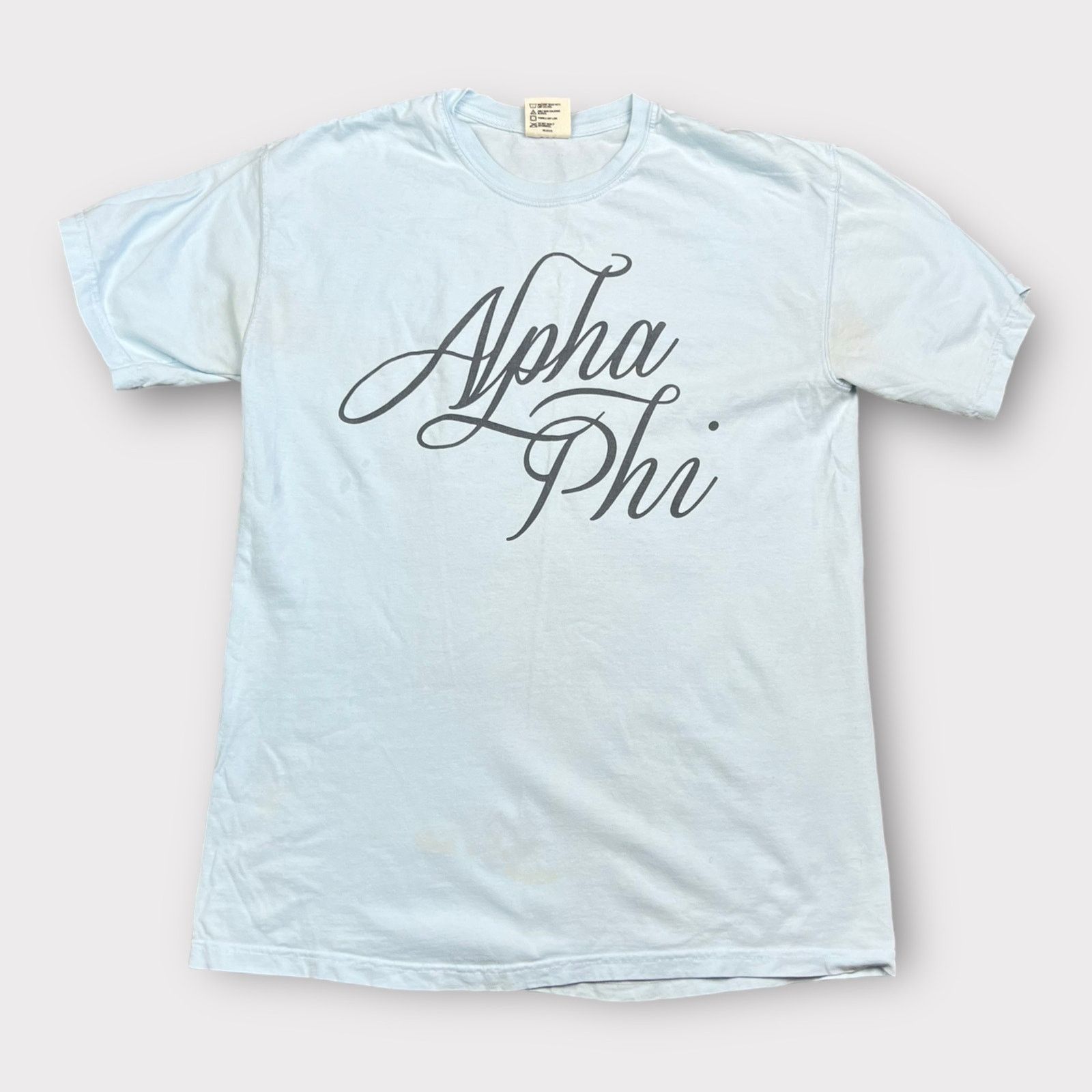 Target Basics Alpha Phi | Baby Blue Graphic Sorority T-Shirt | Medium Size M / US 6-8 / IT 42-44 - 1 Thumbnail