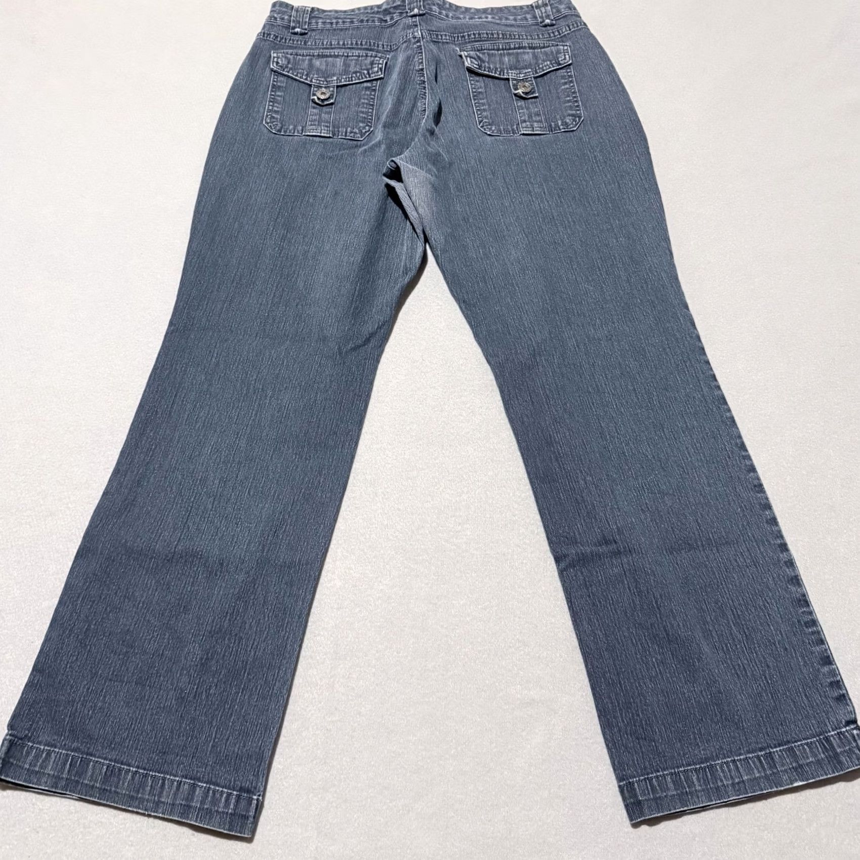 Gloria Vanderbilt Gloria Vanderbilt Jeans Women Gray Bootcut Denim Dark Wash 12 Short Stretch Regular Rise Mid 8.5-10.5 Women Size 34" / US 12 / IT 48 - 2 Thumbnail