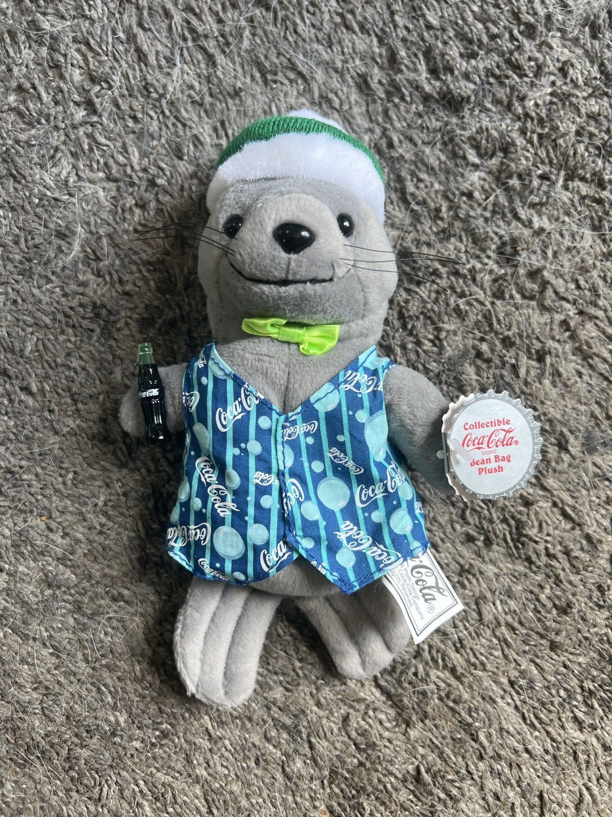 Coca Cola 1999 Coca-Cola Seal In Striped Vest And Knit Cap Plush Size ONE SIZE - 1 Thumbnail