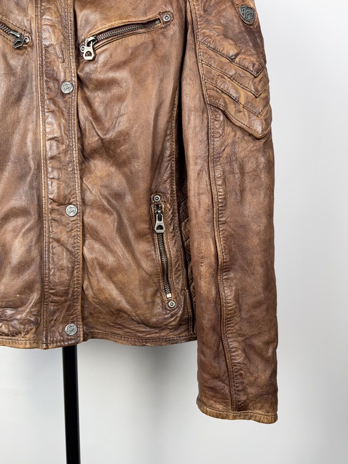 Vintage Gipsy Vintage Faded Biker Jacket Faux Leather Moto 90s Size L / US 10 / IT 46 - 5 Thumbnail