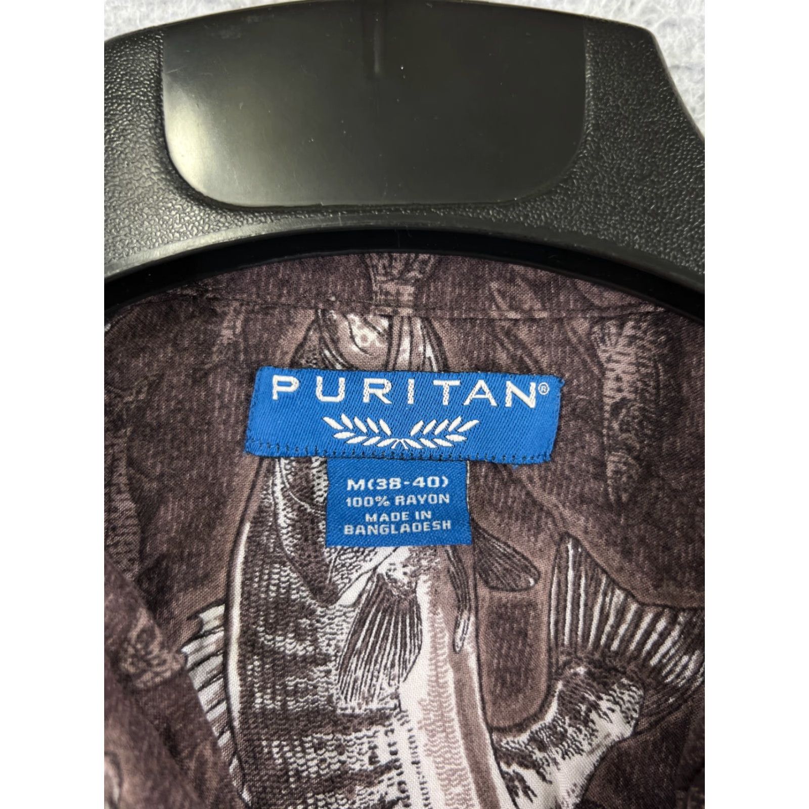 Vintage PURITAN Shirt Mens M Brown Fish Bass Fishing Rayon Button-Up Hawaiian Size US M / EU 48-50 / 2 - 7 Thumbnail