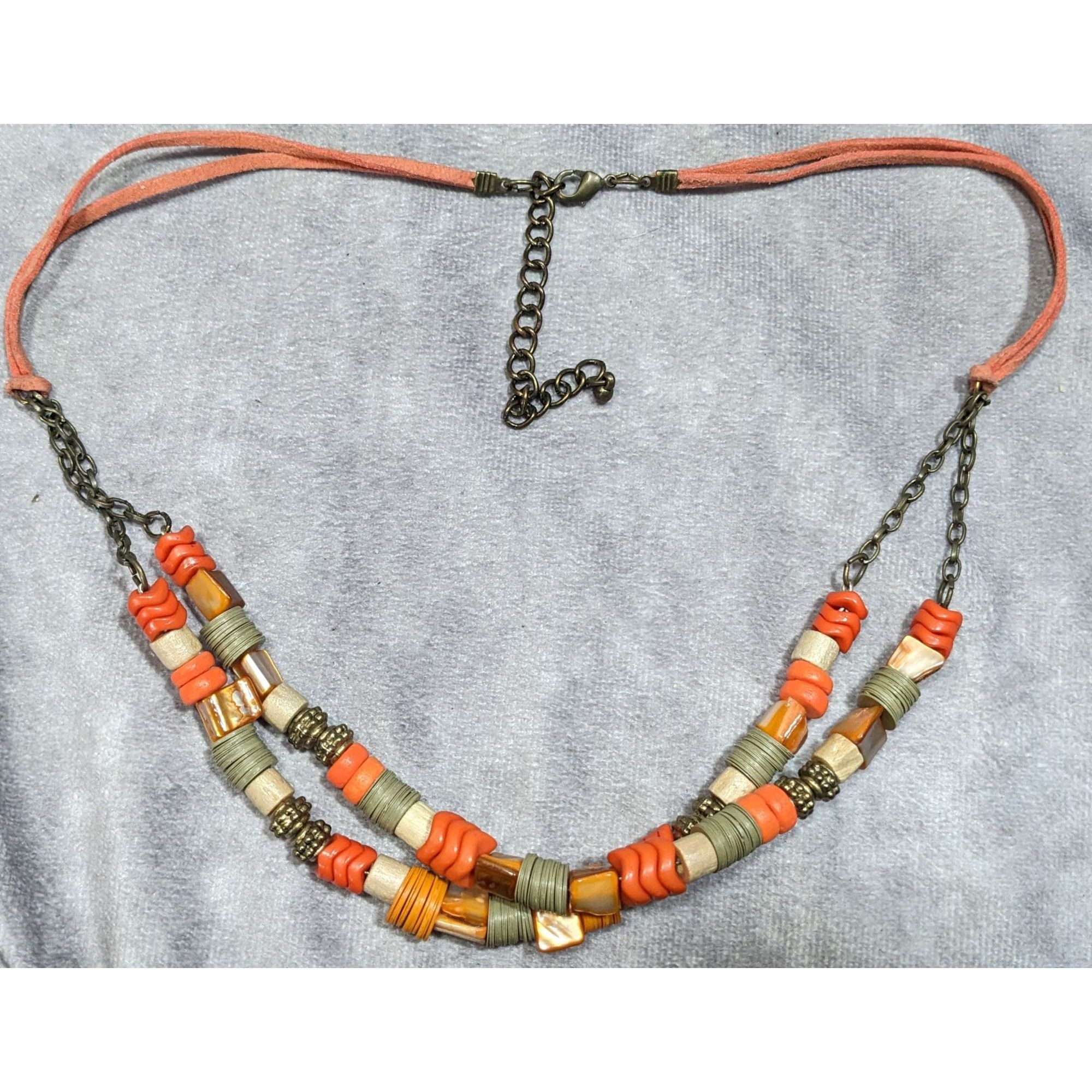 Other Vintage Retro Orange Mixed Media Beaded Necklace Size ONE SIZE - 6 Thumbnail