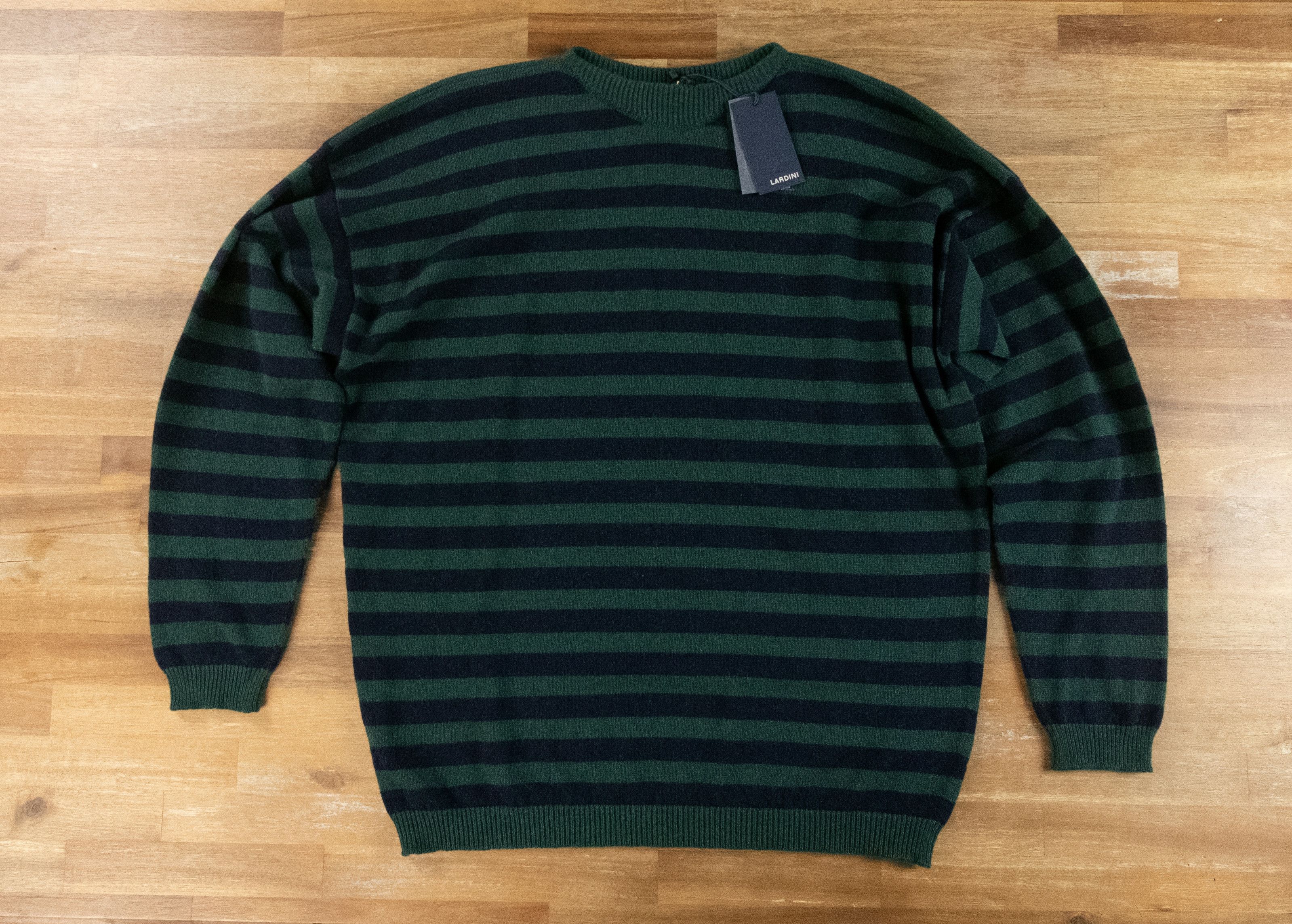 Lardini LARDINI green navy blue alpaca & wool striped sweater XL 52 Size US XL / EU 56 / 4 - 4 Thumbnail