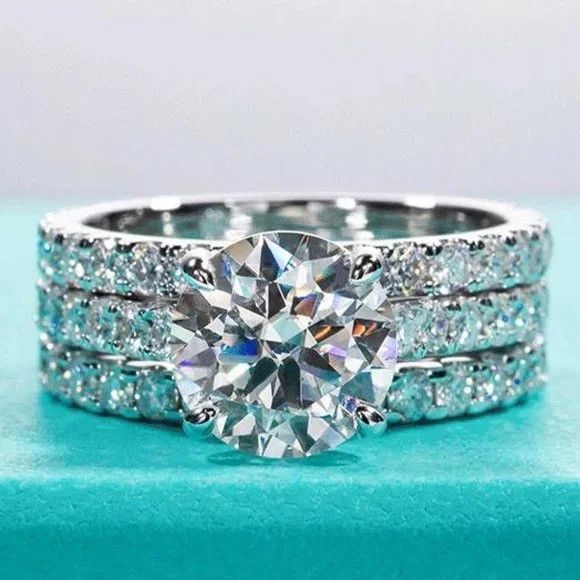 Certified 4.75ct. t.w. Moissanite Diamond Wedding Ring Set