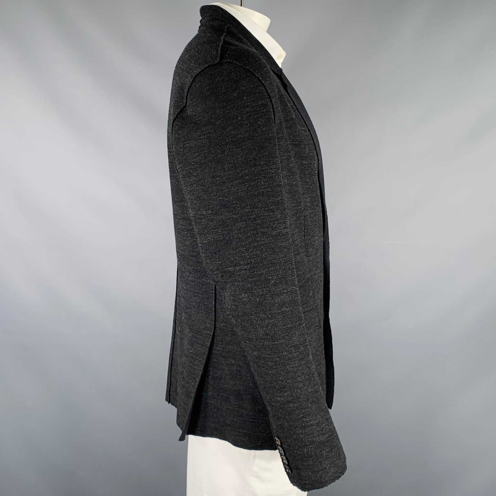 Kris Van Assche Size 42 Black Distressed Cotton Blend Sport Coat Size 42R - 2 Thumbnail