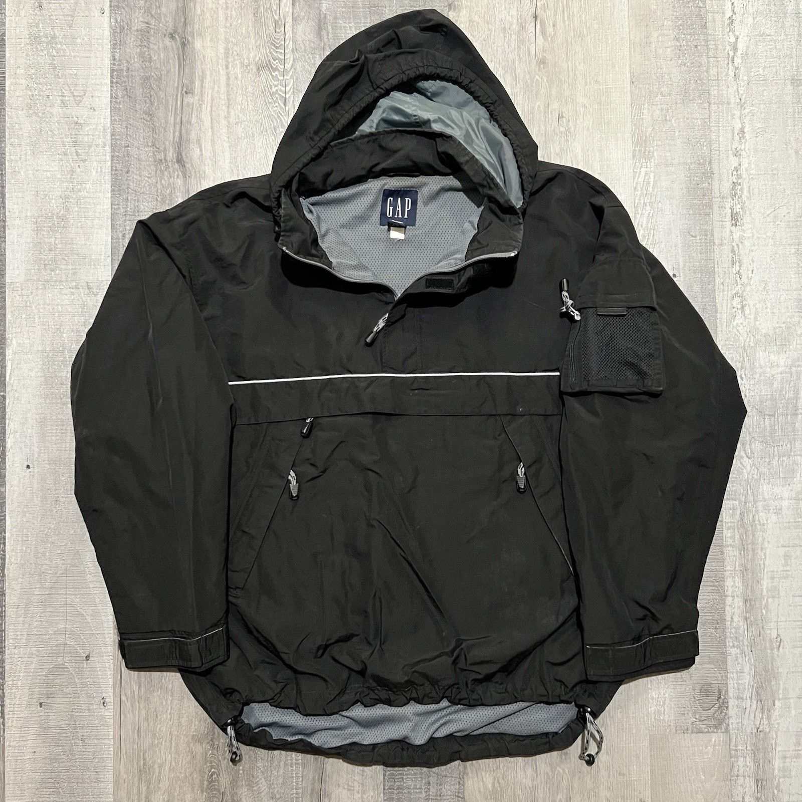 Gap VTG GAP Hooded Anorak Jacket Black Pull Over 90s Y2K Tech Size US XL / EU 56 / 4 - 1 Thumbnail