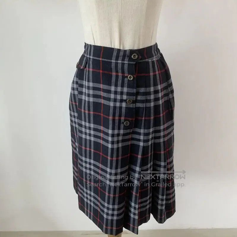 Burberry Burberry Women's Navy Wool Check Skirt. Size 27" / US 4 / IT 40 - 8 Thumbnail