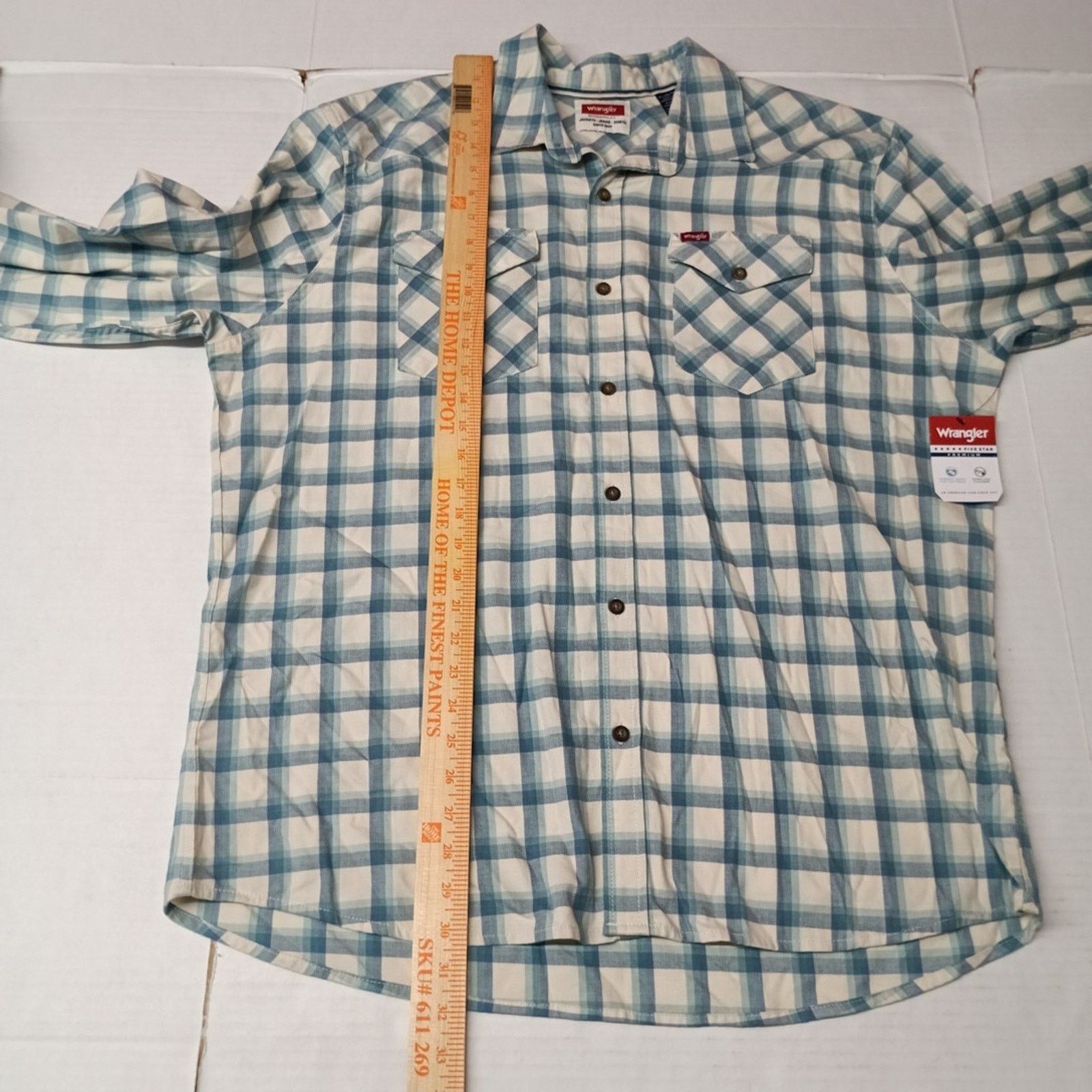 Wrangler Wrangler Cowboy Wash Twill Shirt Mens XL Nile Blue Checkered Size US XL / EU 56 / 4 - 6 Thumbnail