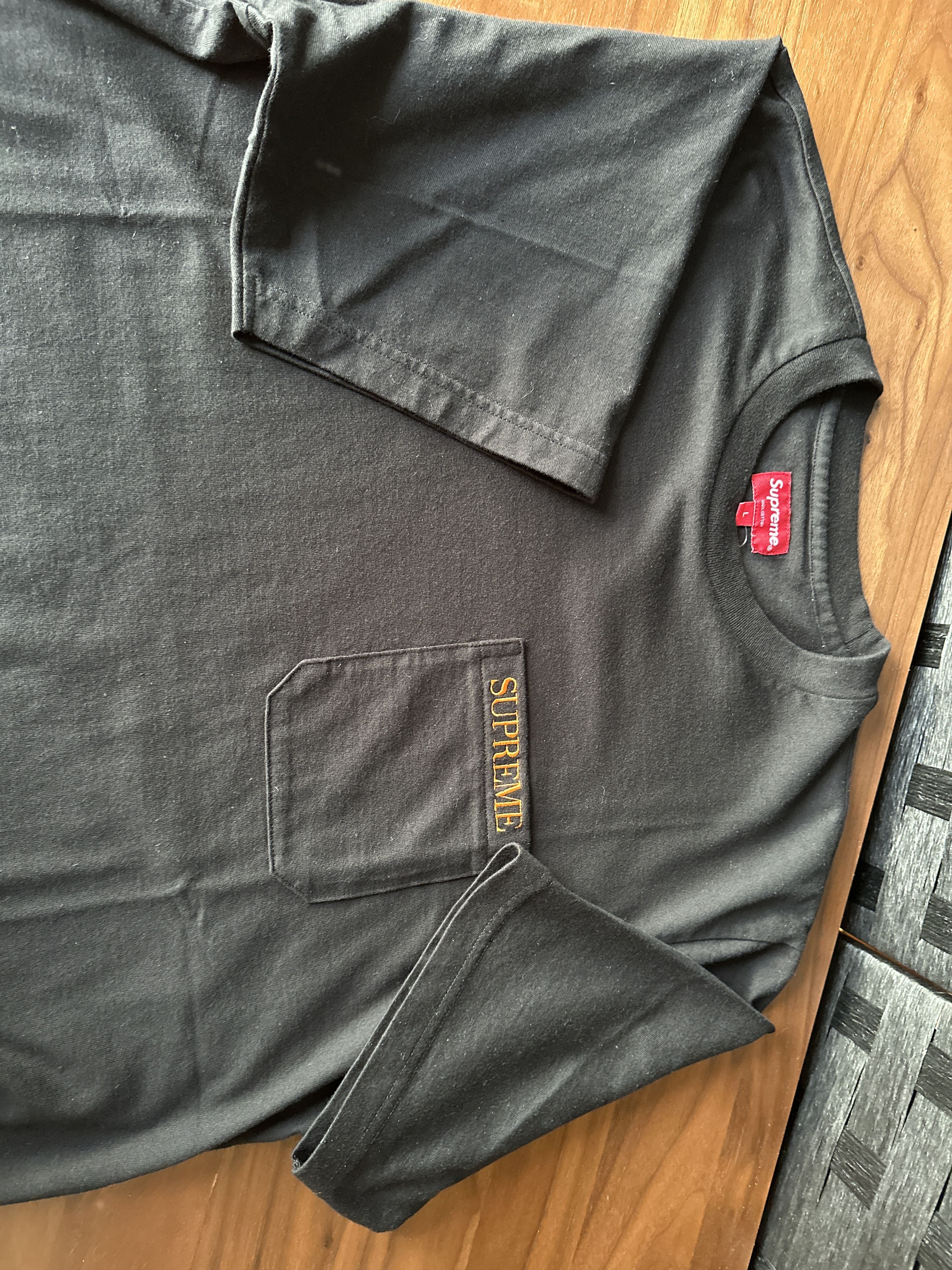 image of Supreme Tee With Pocket in Black, Men's (Size Large)