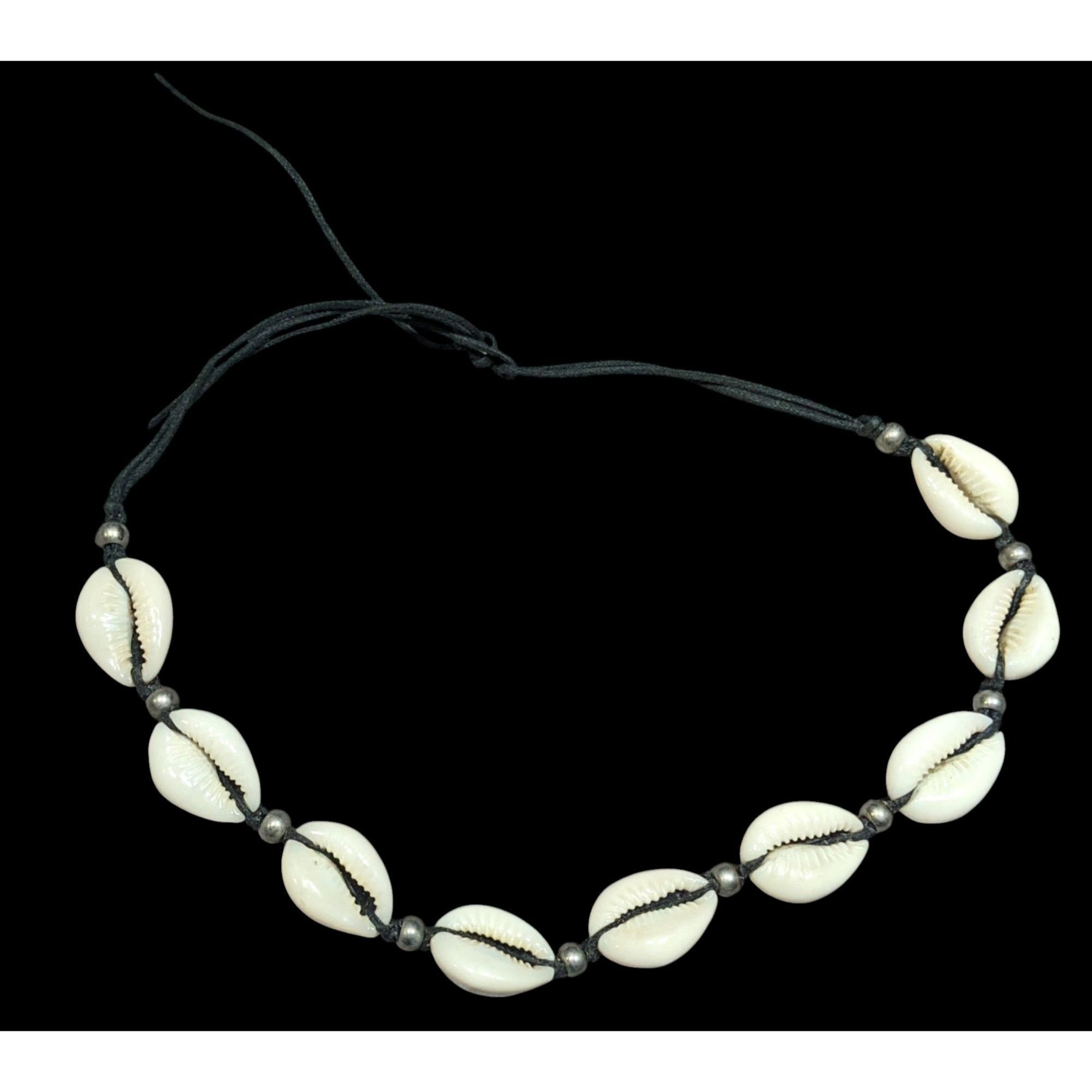 Other Vintage 90s Beachy Puka Shell Tie On Necklace With Silver To Size ONE SIZE - 1 Thumbnail