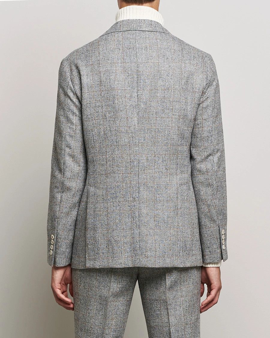 Brunello Cucinelli o1w1db10126 Prince Of Wales Flannel Suit in Grey Size 50R - 3 Thumbnail