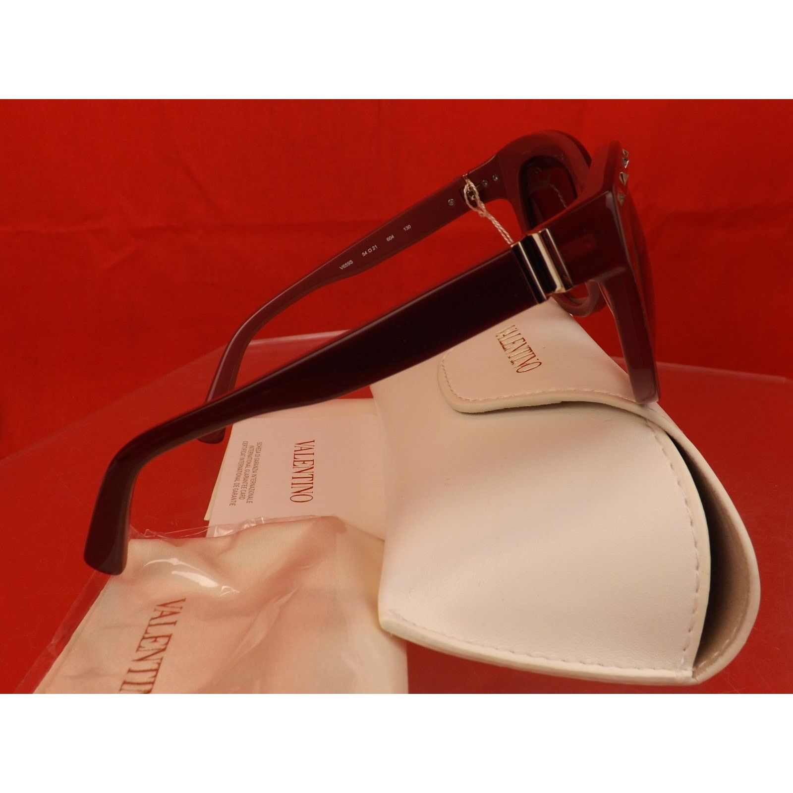 Valentino VALENTINO ROCKSTUDS V659S WINE PLASTIC FRAME SUNGLASSES $495 Size ONE SIZE - 5 Thumbnail