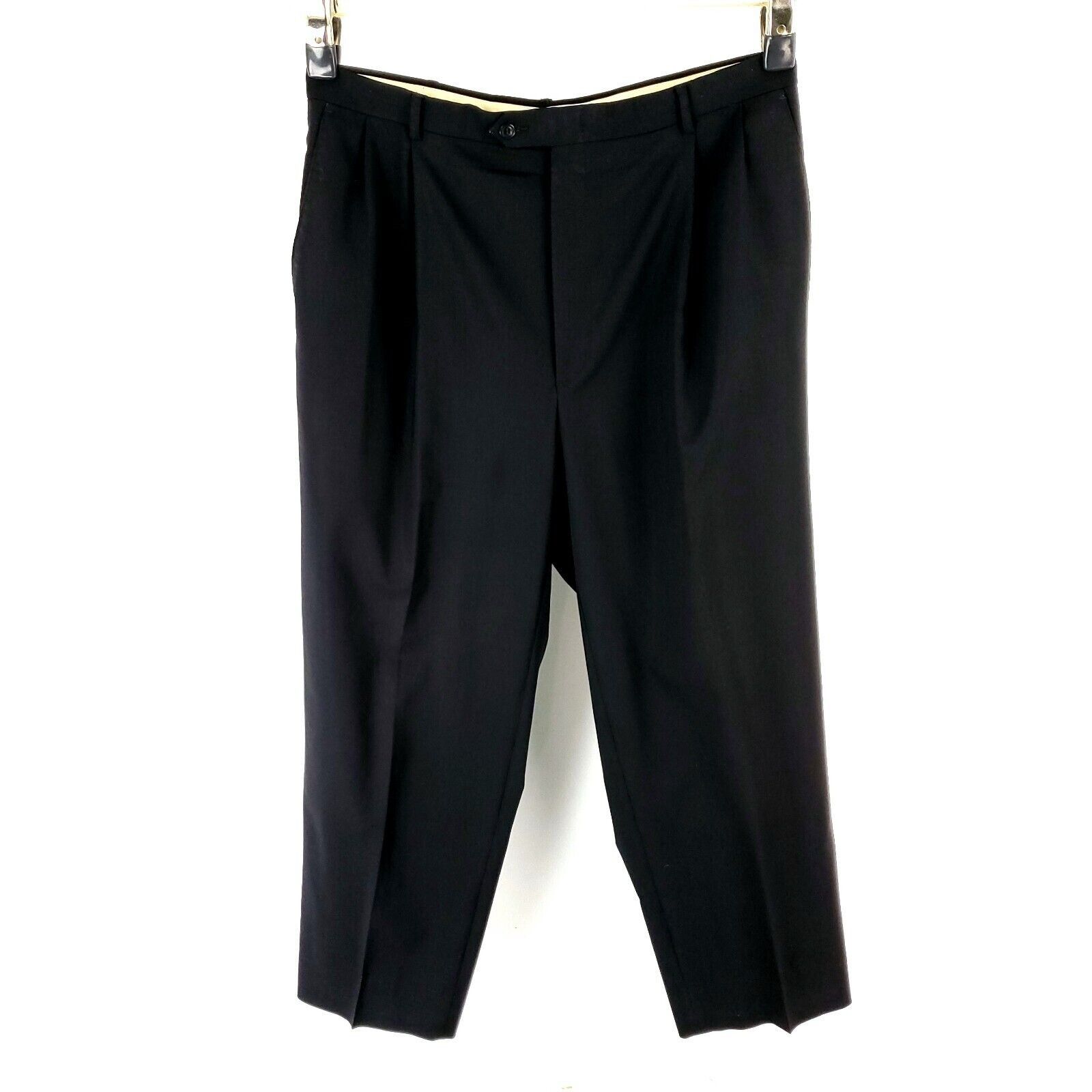 Hart Schaffner Marx Hart Schaffner Marx Wool Dress Pants 36/29 Black Pleated Mid Size 36R - 5 Thumbnail