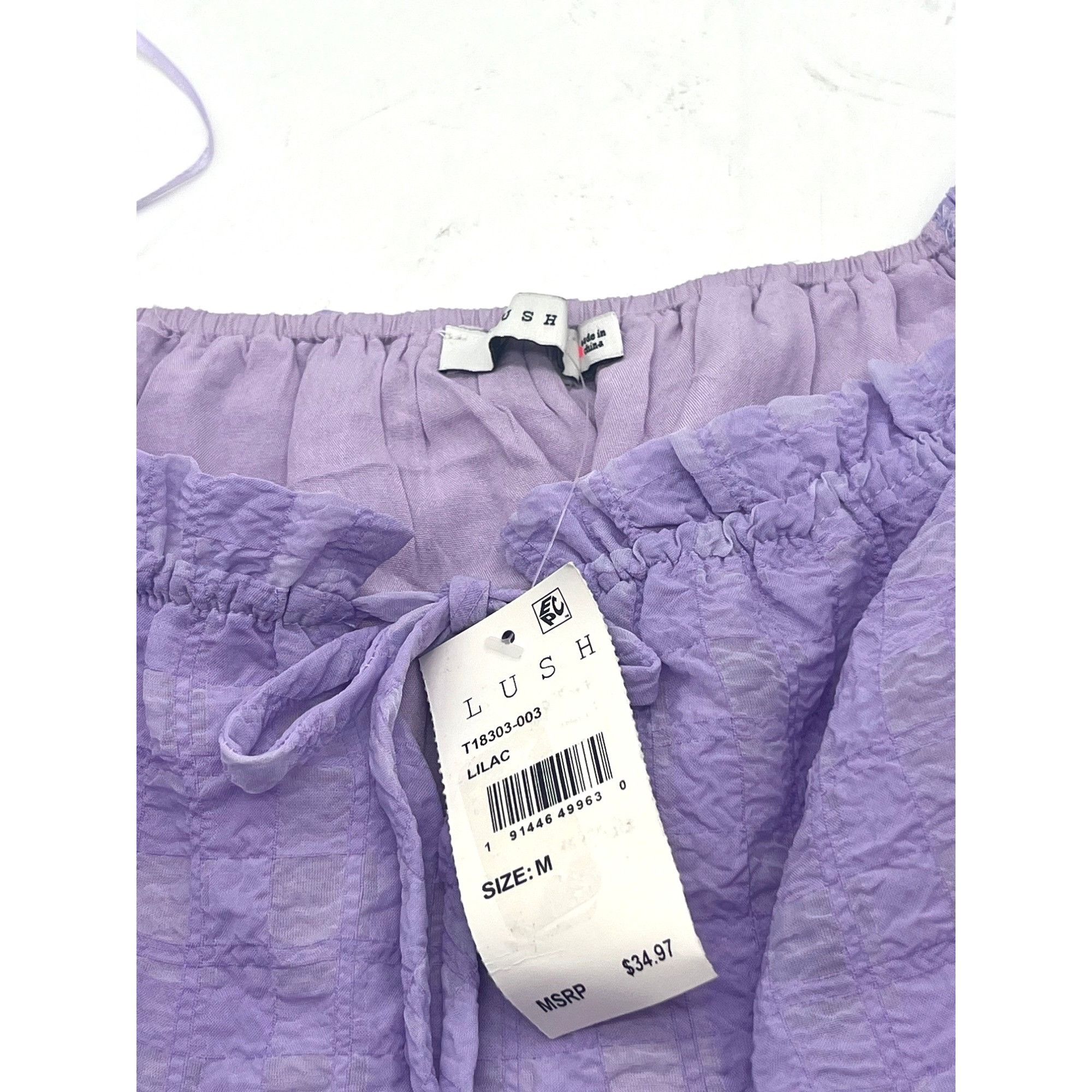Other Lush women’s Cropped Volume Sleeves Peplum Top, Lilac, Sz. M Size M / US 6-8 / IT 42-44 - 6 Thumbnail